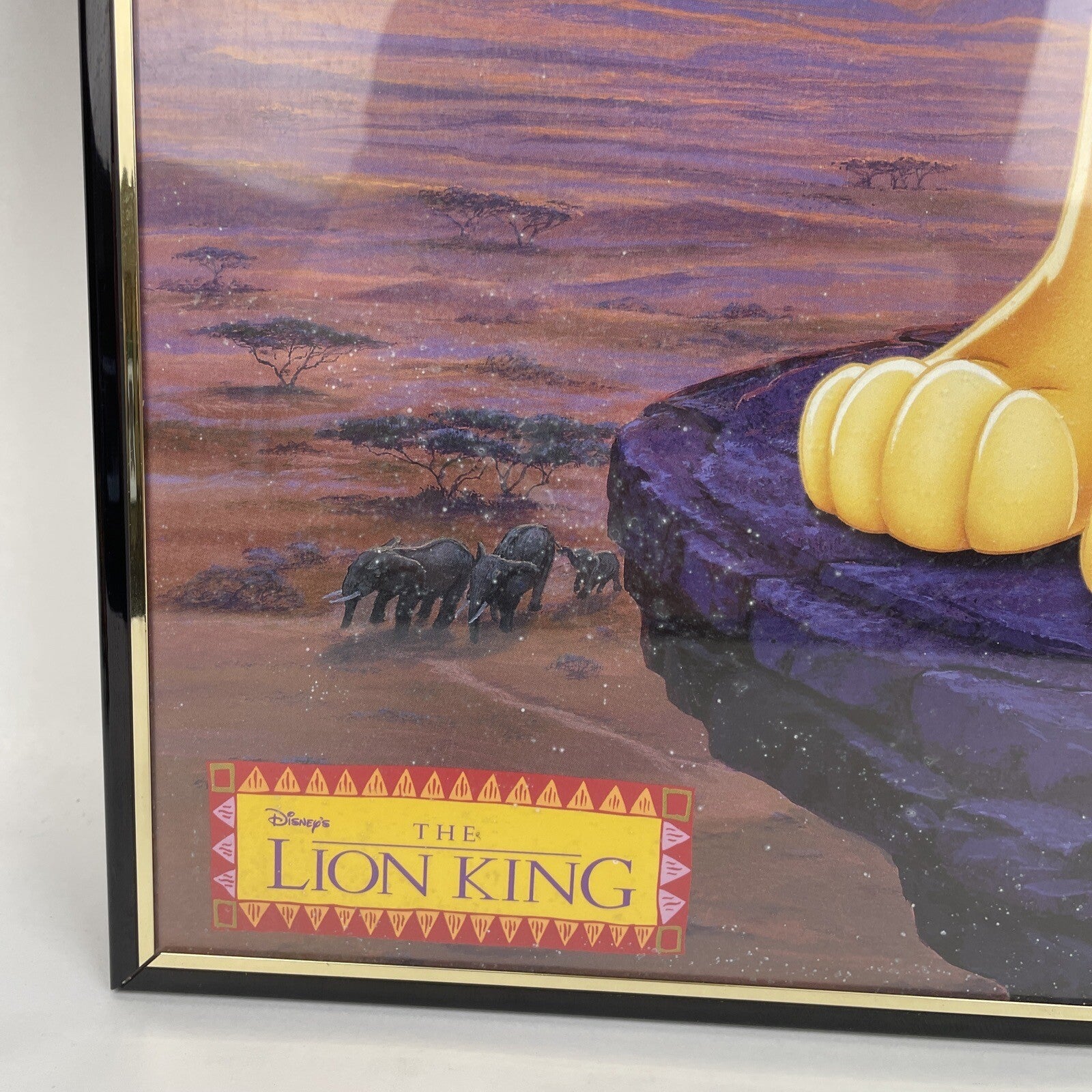 Vtg Framed 1990s Disney The Lion King Poster 16x20" Mufasa Simba Crystal Art