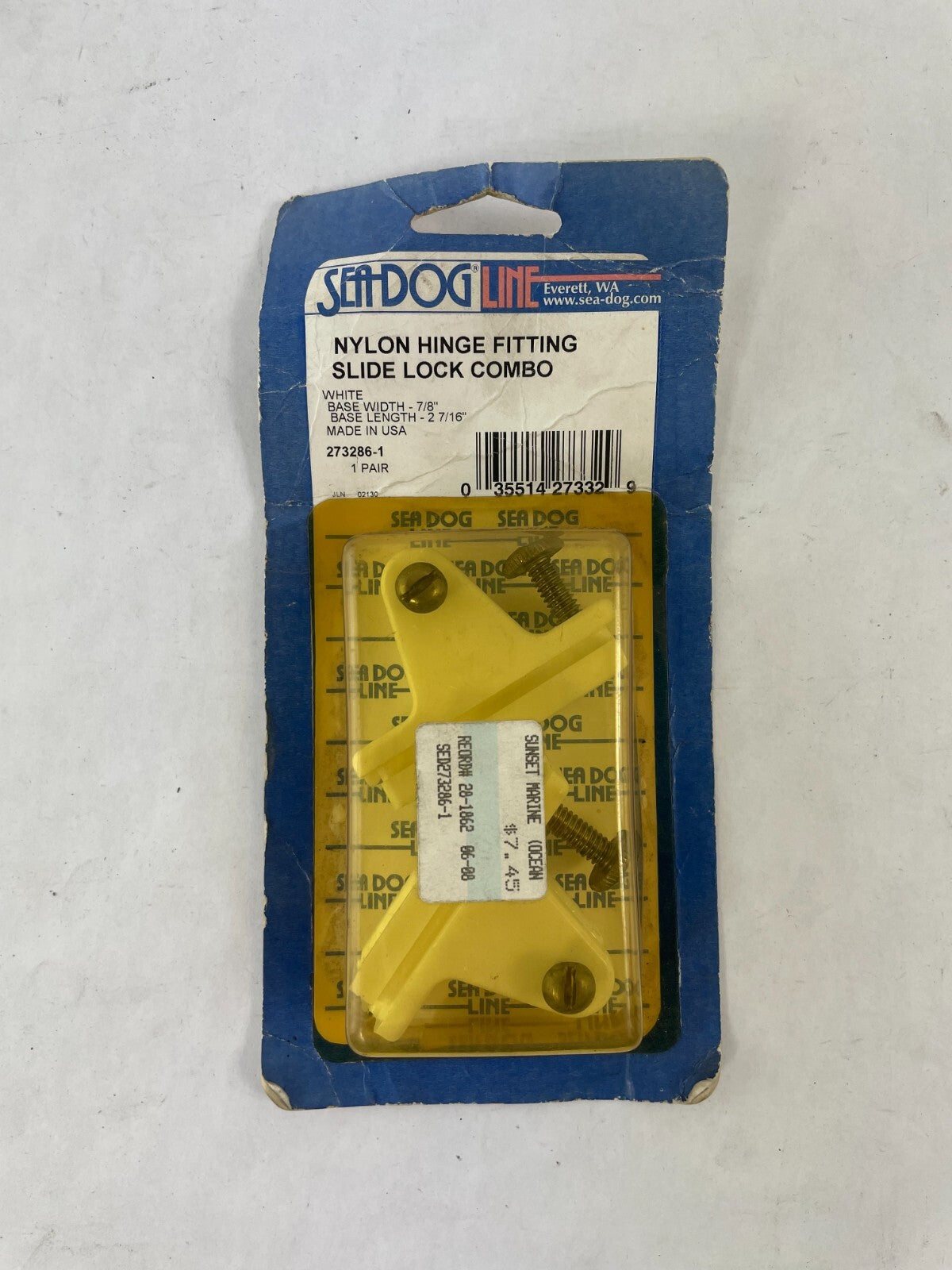 SeaDog Line Nylon Hinge Fitting Slide Lock Combo White 1 Pair 273286 - 1