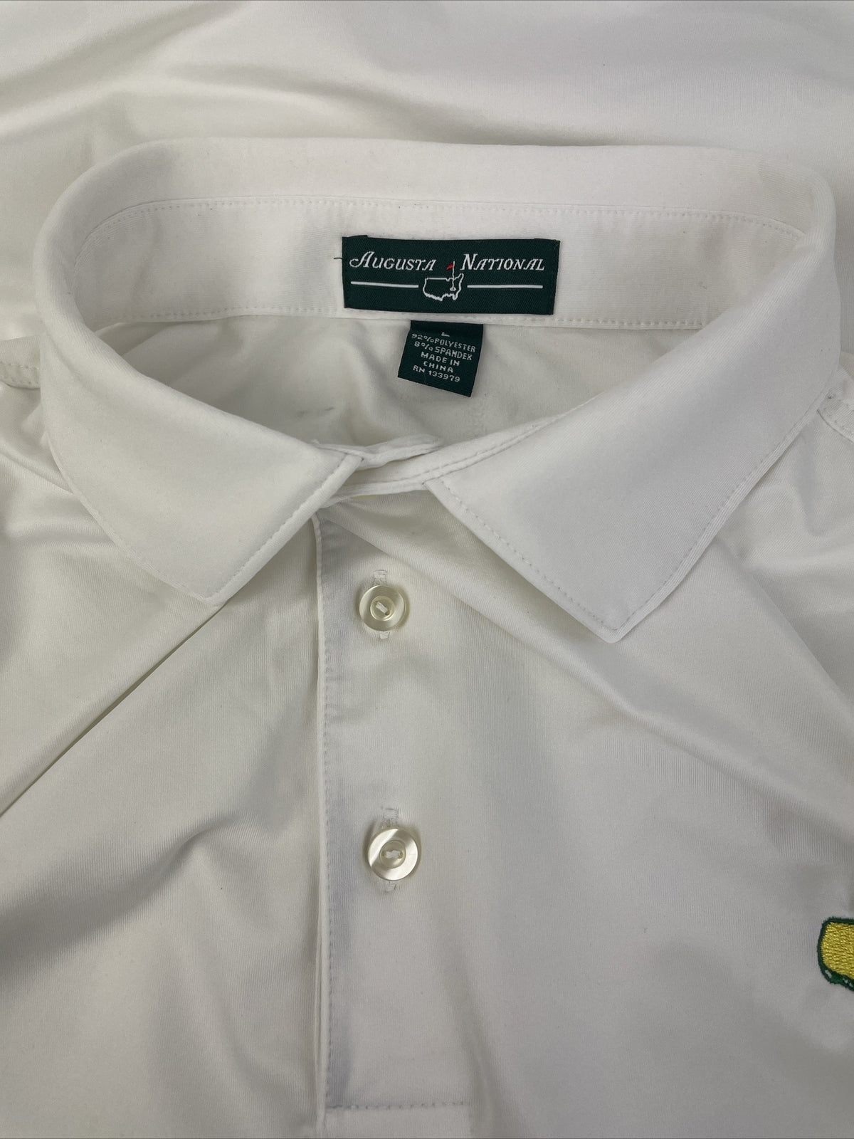 Masters Polo Shirt Mens Large White Traditional Logo Augusta National Golf Polo