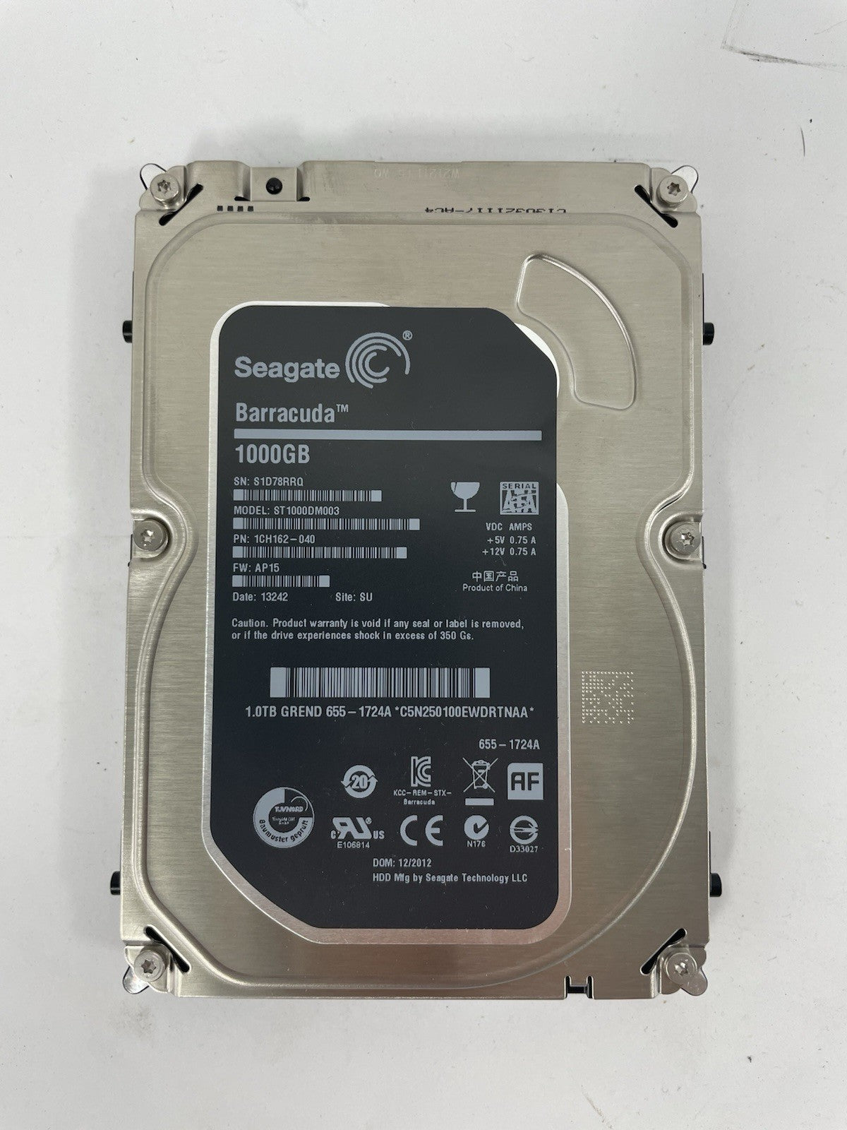 ST1000DM003 S1D PN 1CH162-306, FW CC49, Seagate 1TB SATA 3.5 Hard Drive