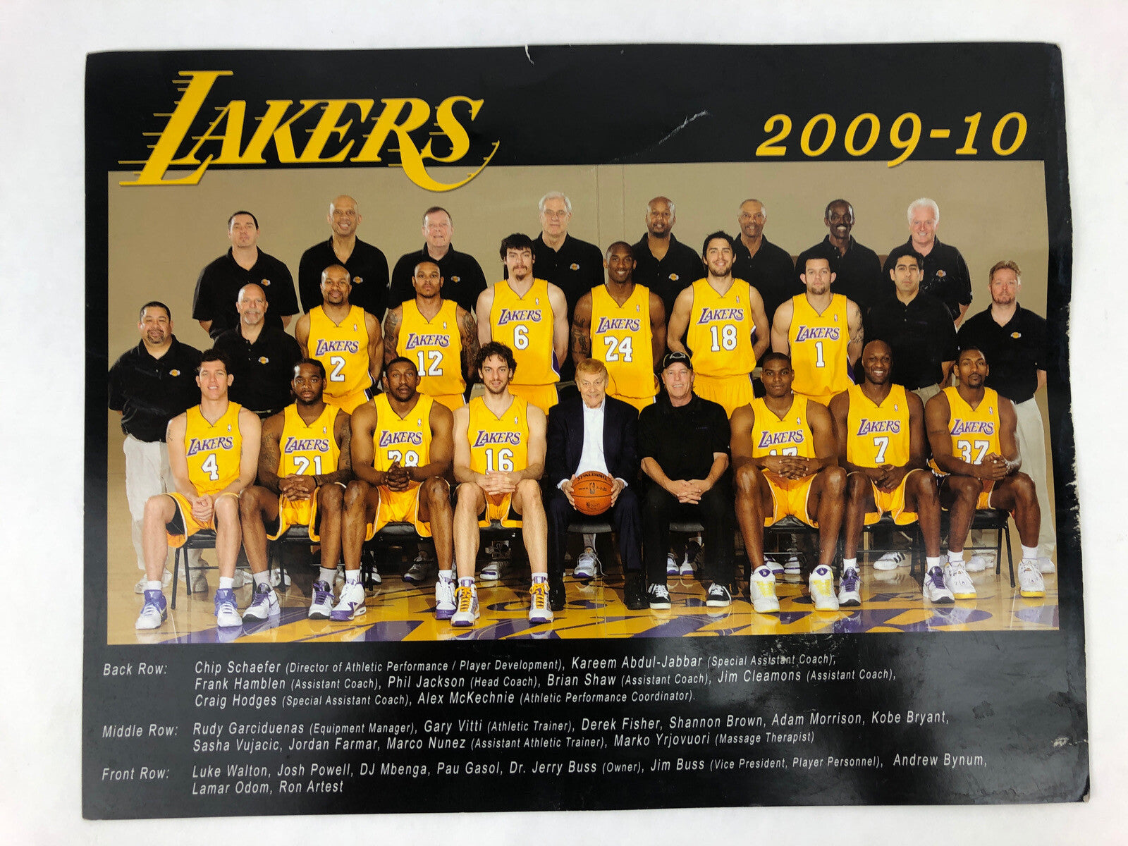 2009-10 LOS ANGELES LAKERS 8X10 TEAM PHOTO BASKETBALL PICTURE NBA LA Kobe Bryant