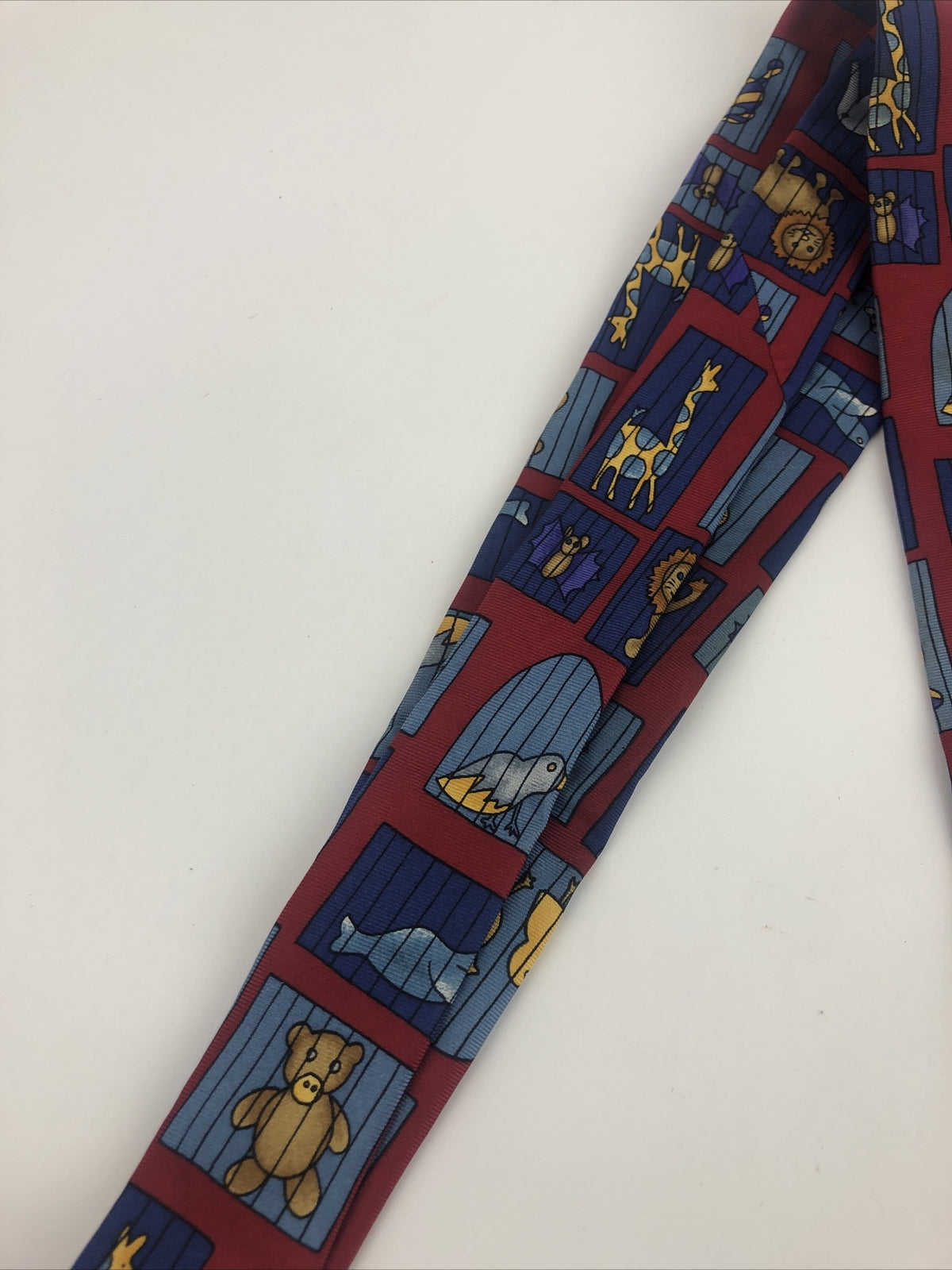 Save The Children A Visit to the Zoo Men's 100% Silk Necktie Multicolor 56"