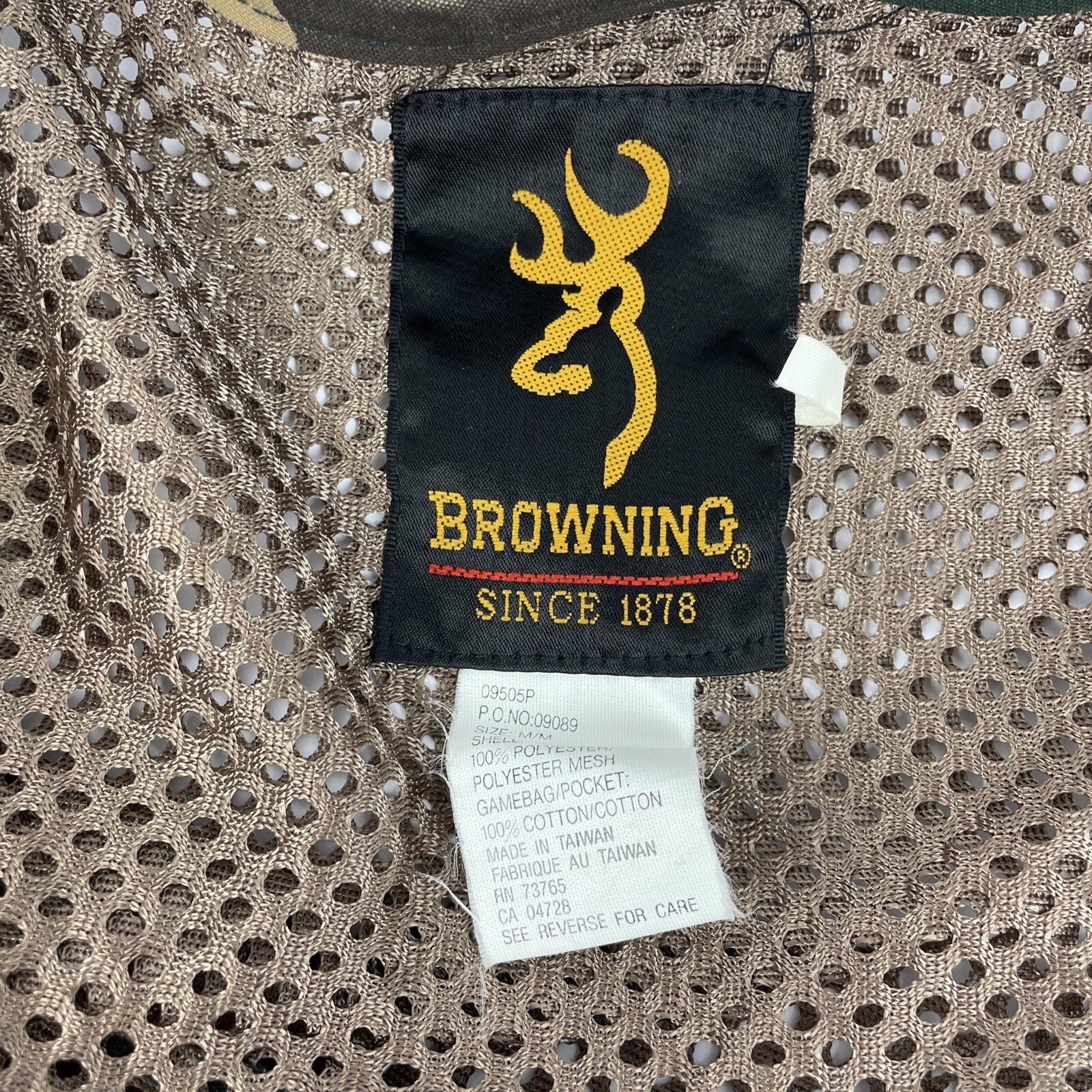 Browning Vest Mens Medium Brown Camo Duck Bird Hunting Game Pocket Full Zip