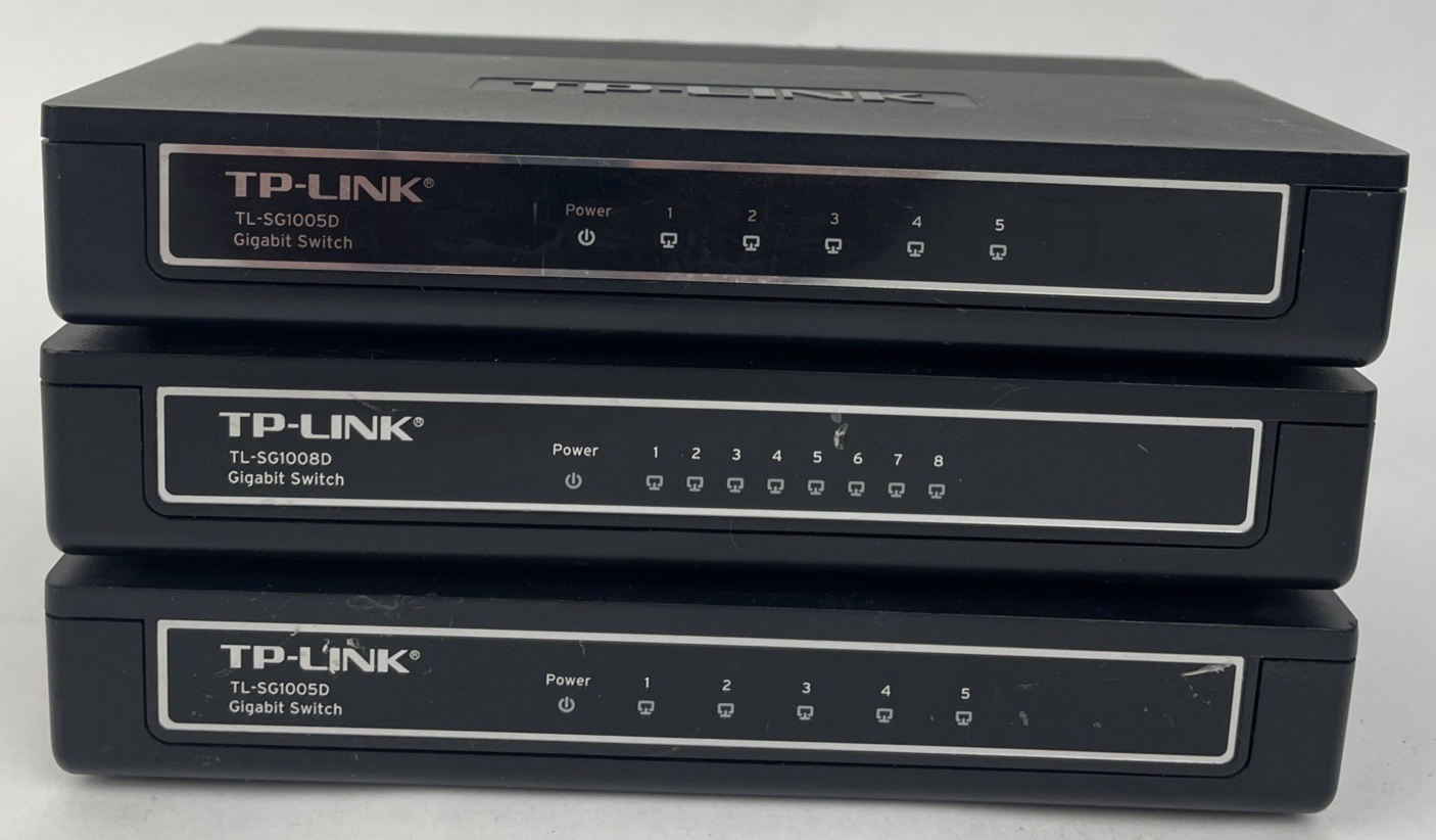 3 x TP-Link 5 & 8 Port Gigabit Network Desktop Switch TL-SG1008D TL-SG1005D