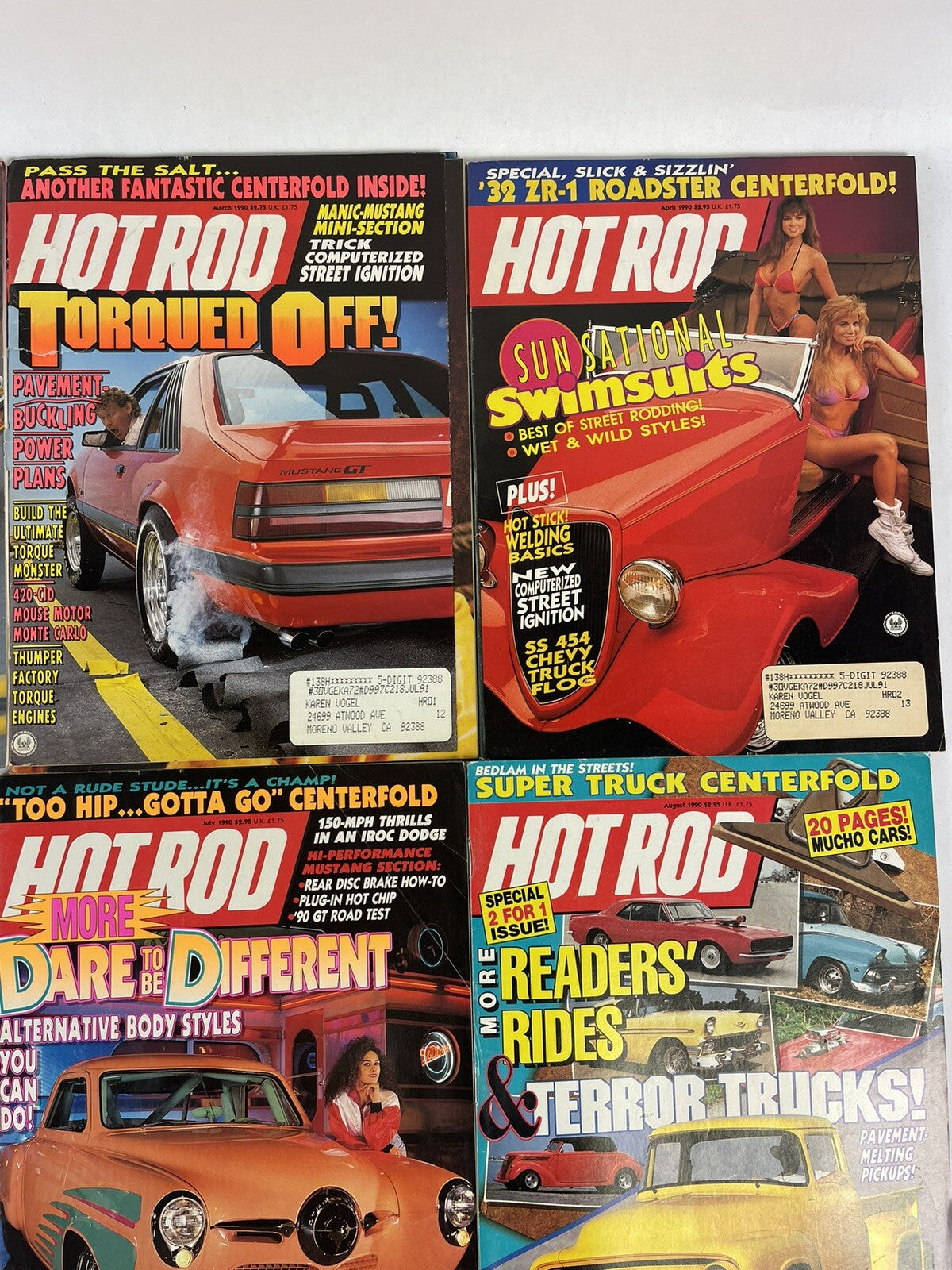 Lot of 12: VINTAGE HOT ROD MAGAZINES Complete Full Set 12 issues Jan to Dec 1990