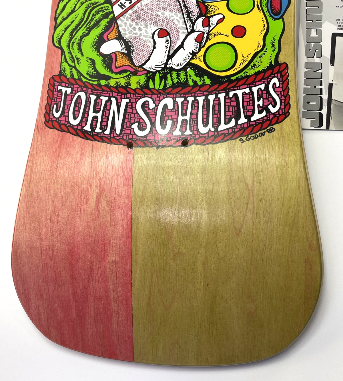 H-Street John Schultes A Series Clown skateboard deck #04 of 136 pink green blue veneer