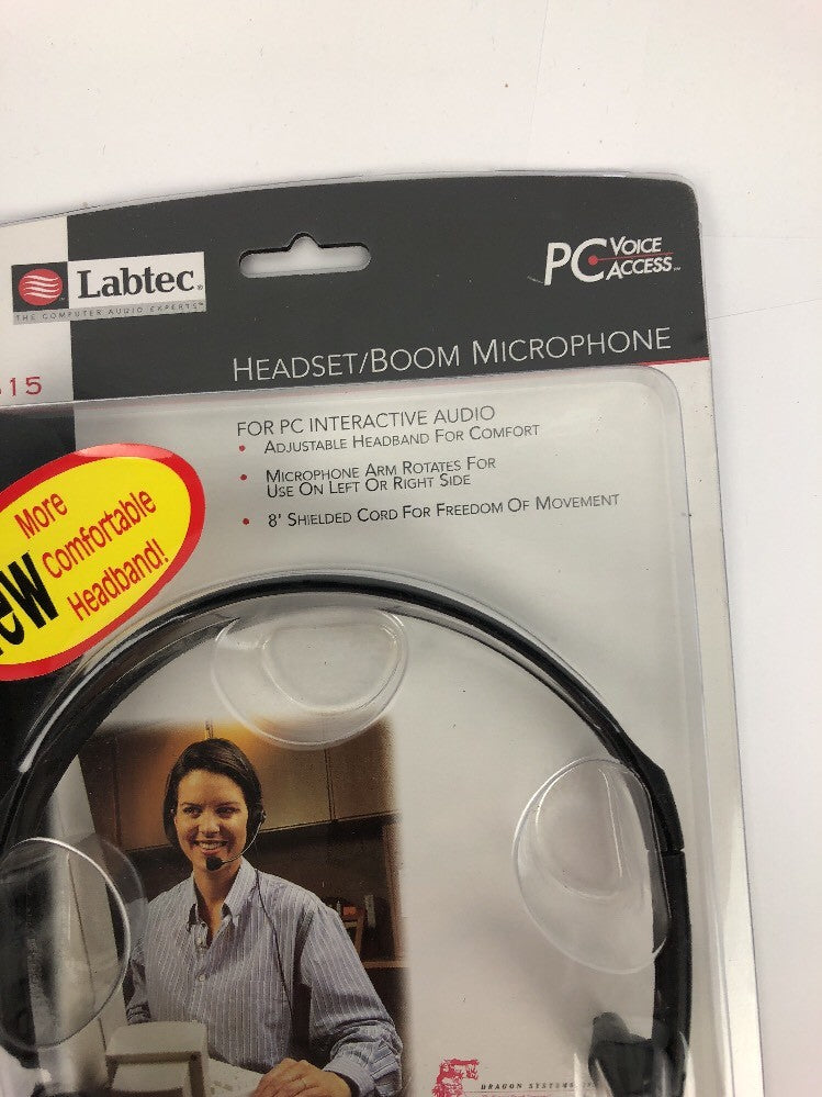 Labtec C-315 Mono Headset with Boom Microphone/8FT Shielded Cord/3.5 MM Plug