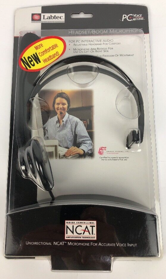 Labtec C-315 Mono Headset with Boom Microphone/8FT Shielded Cord/3.5 MM Plug
