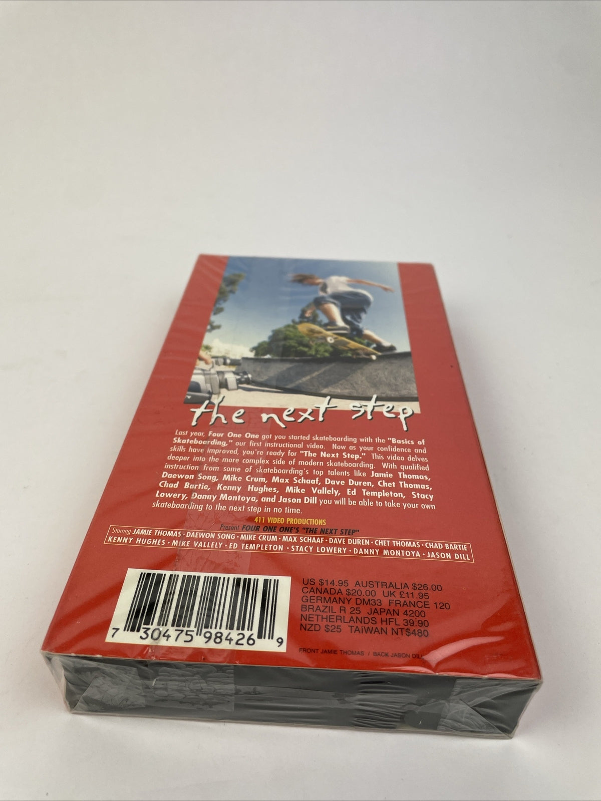 411VP Basics of Skateboarding The Next Step 2002 VHS featuring Jamie Thomas, brand new factory sealed instructional skateboarding video.