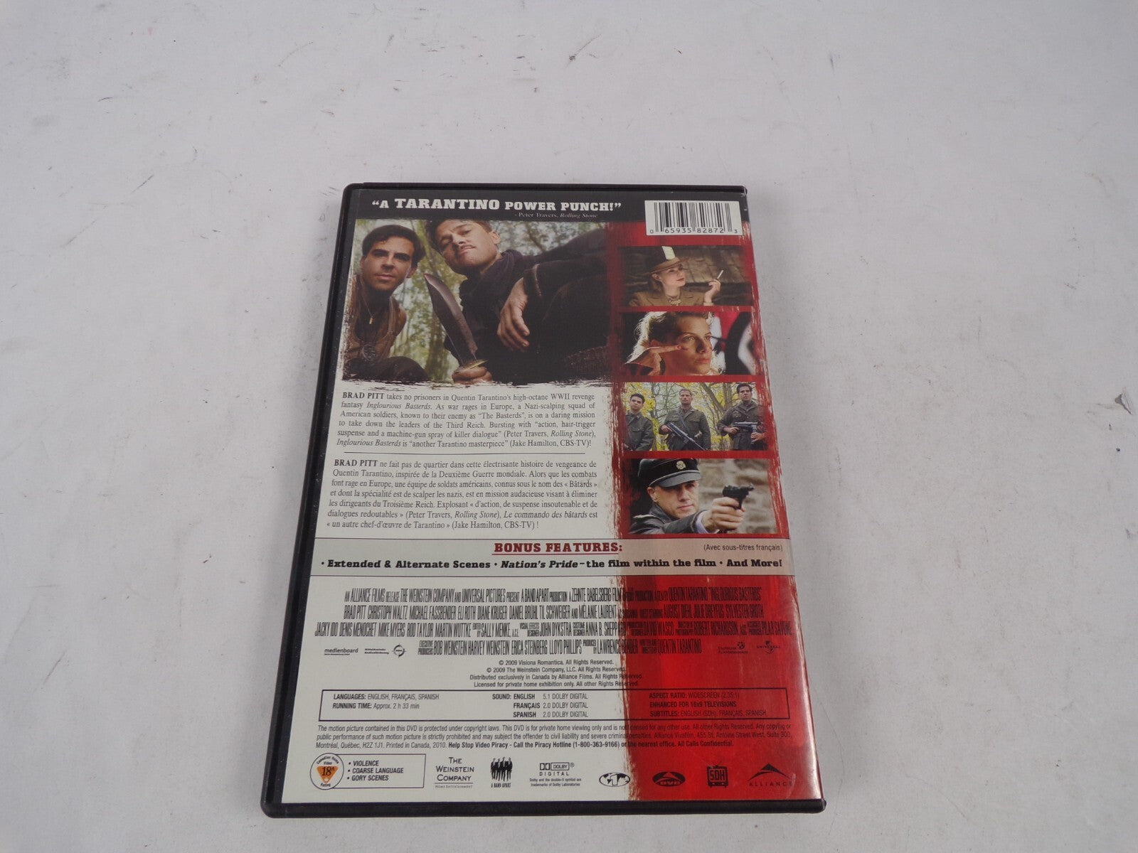 Brad Pitt INGL Urious Basterds A Film By Quentin Tarantino Le CommandoDVD Movies