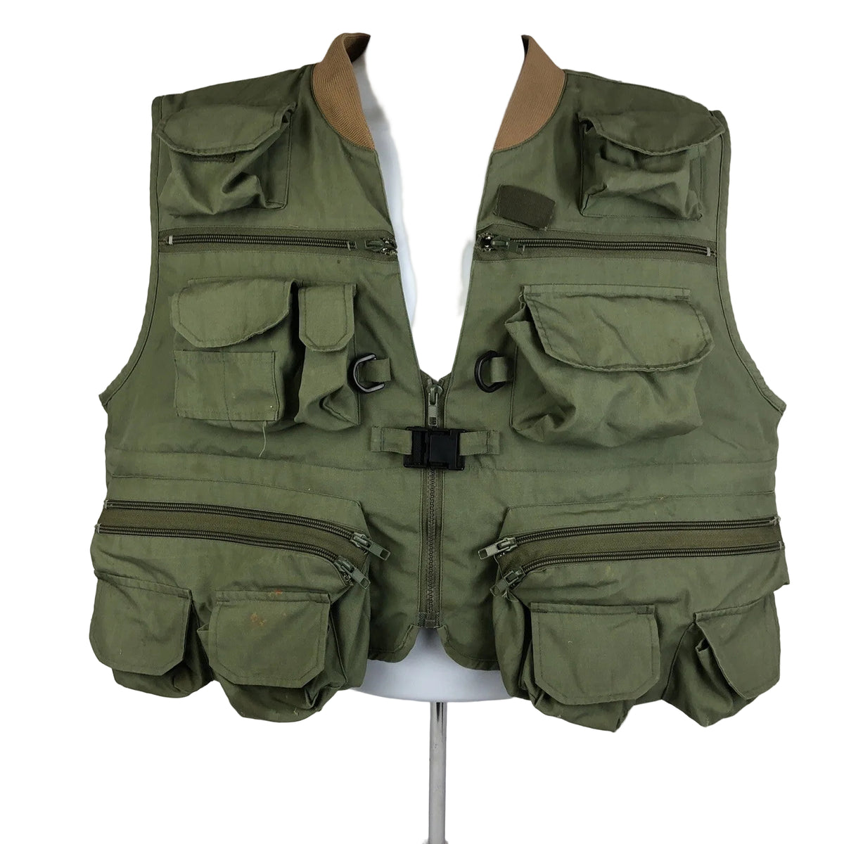 Pacific Fly Group Pro fly fishing vest olive green large with multiple storage pockets