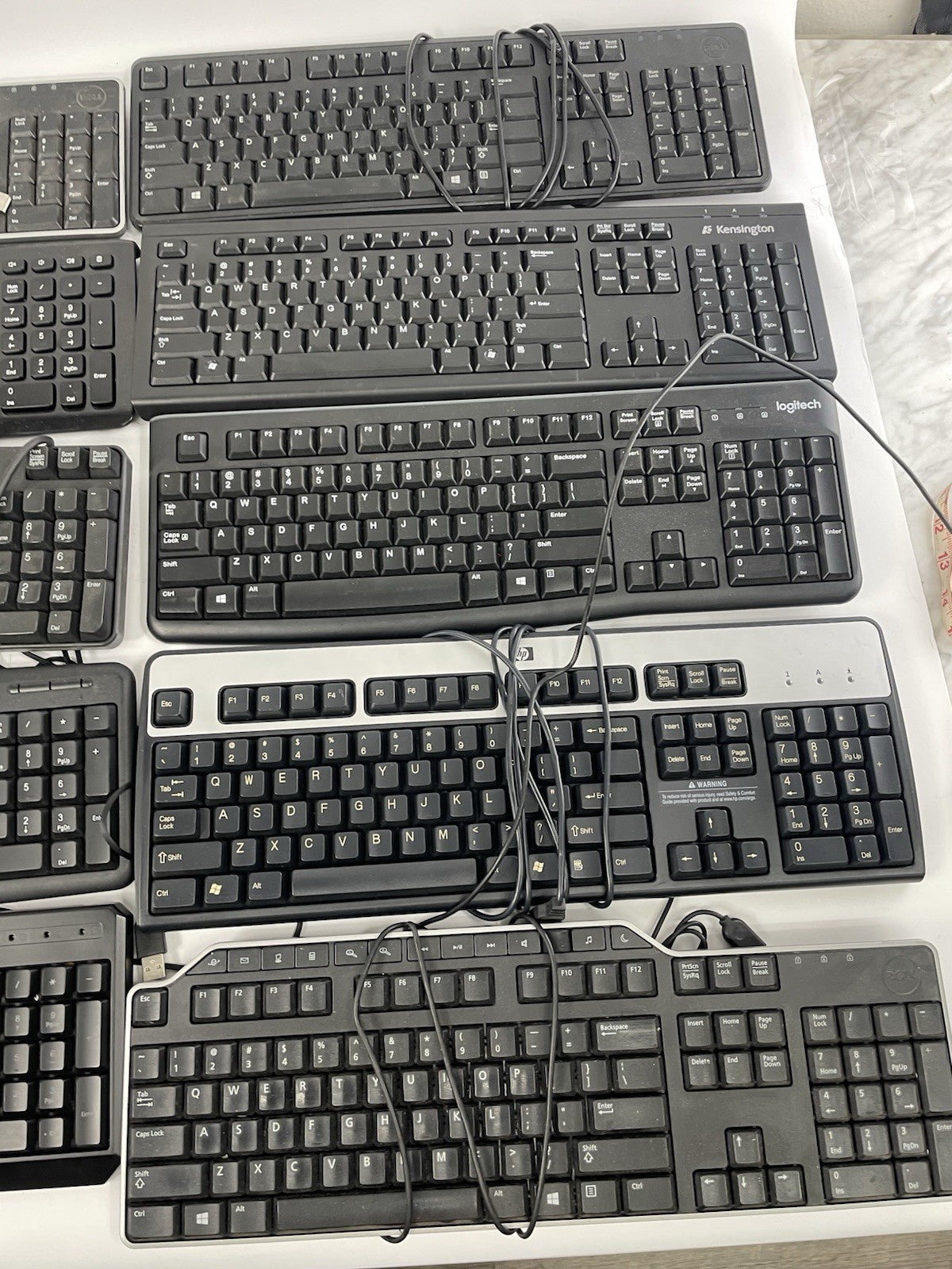 Lot OF 10 - USB Wired Standard Layout Keyboard 104-Key Mixed Random Brand Models