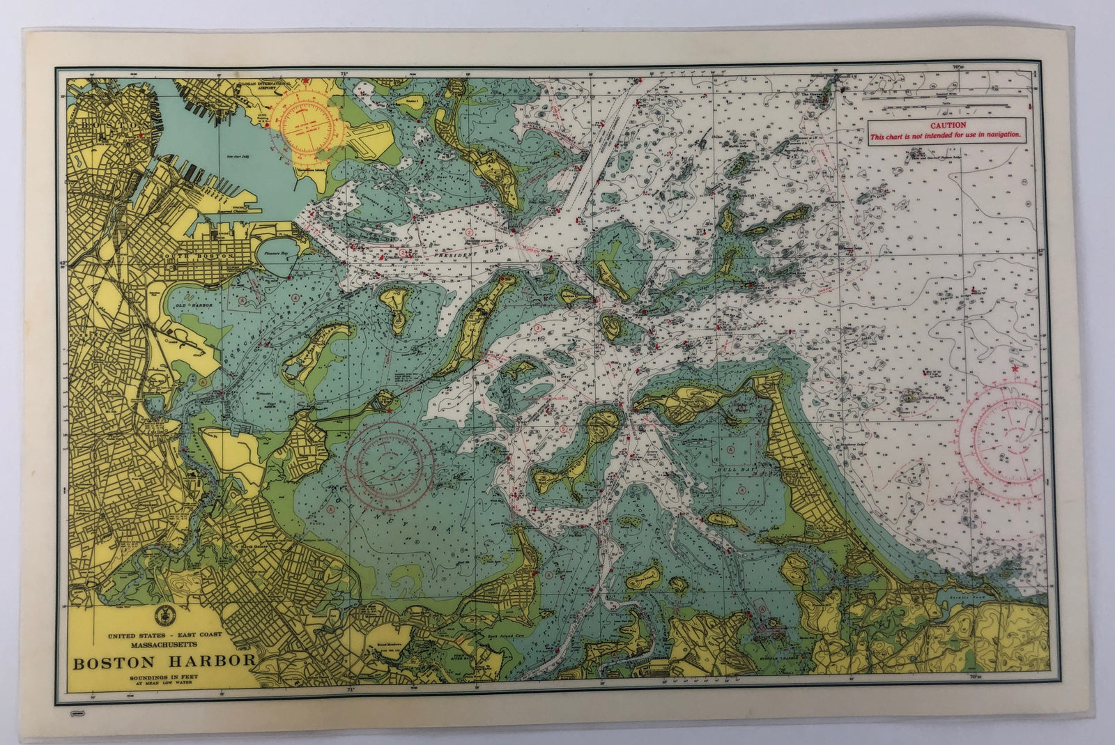 Boston Harbor Massachusetts United States Nautical Sonar Chart Map Laminated