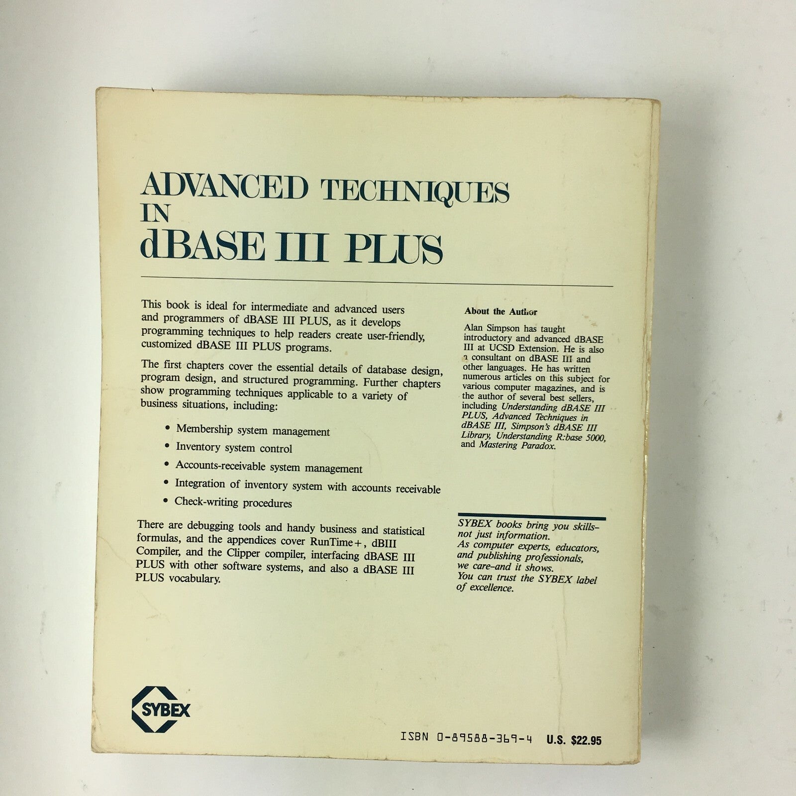 Advanced Techniques in dBase III Plus Alan Simpson Sybex