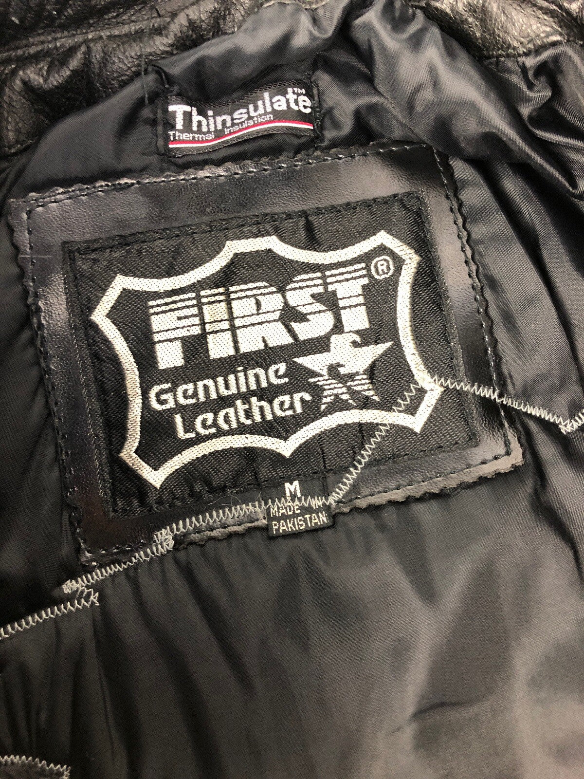 First Manufacturing Thinsulate Leather Motorcycle Jacket Black Medium * Warm *