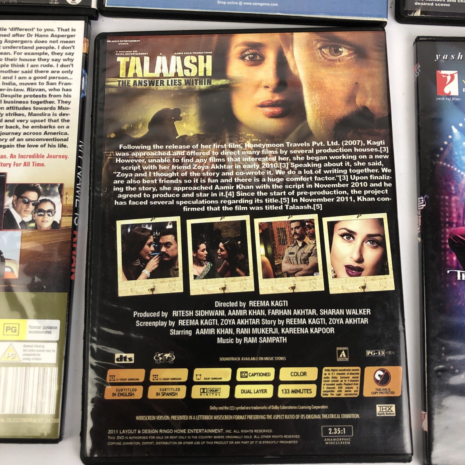 6 x Bollywood DVD Lot TALAASH INKAAR opna asmaan My Name is Khan RAB NE BANA DI+