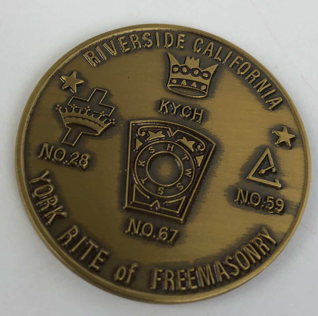 York Rite Freemasonry 100 years Riverside California coin medal set of 2 Masonic commemorative collectible