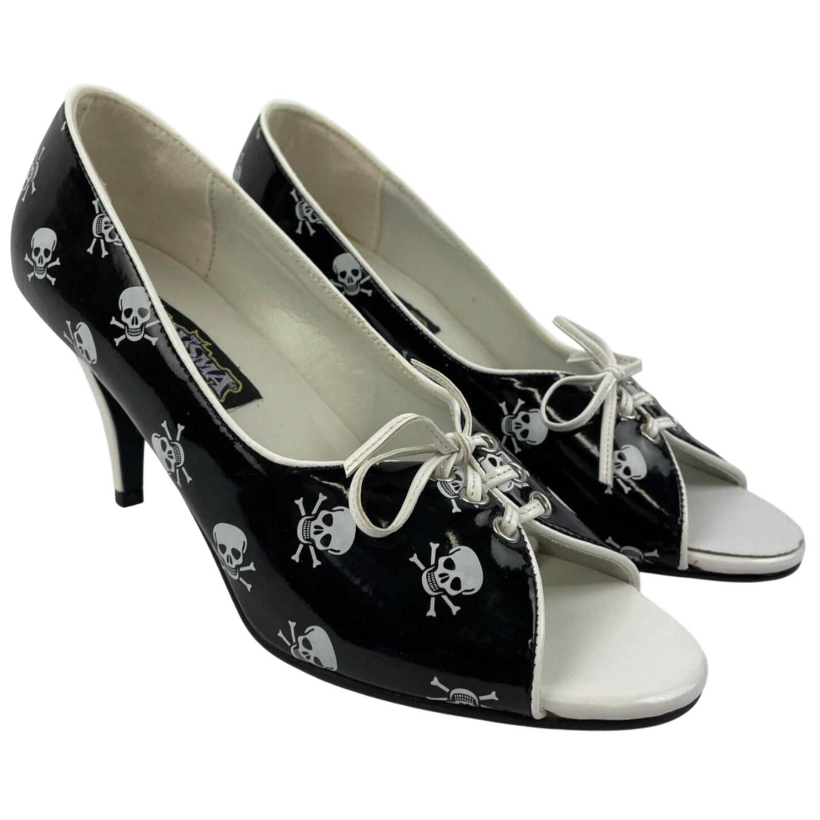 FUNTASMA by PLEASER WHT SKULL Open Toe High Heels Goth/Punk/Cosplay Size 8 US