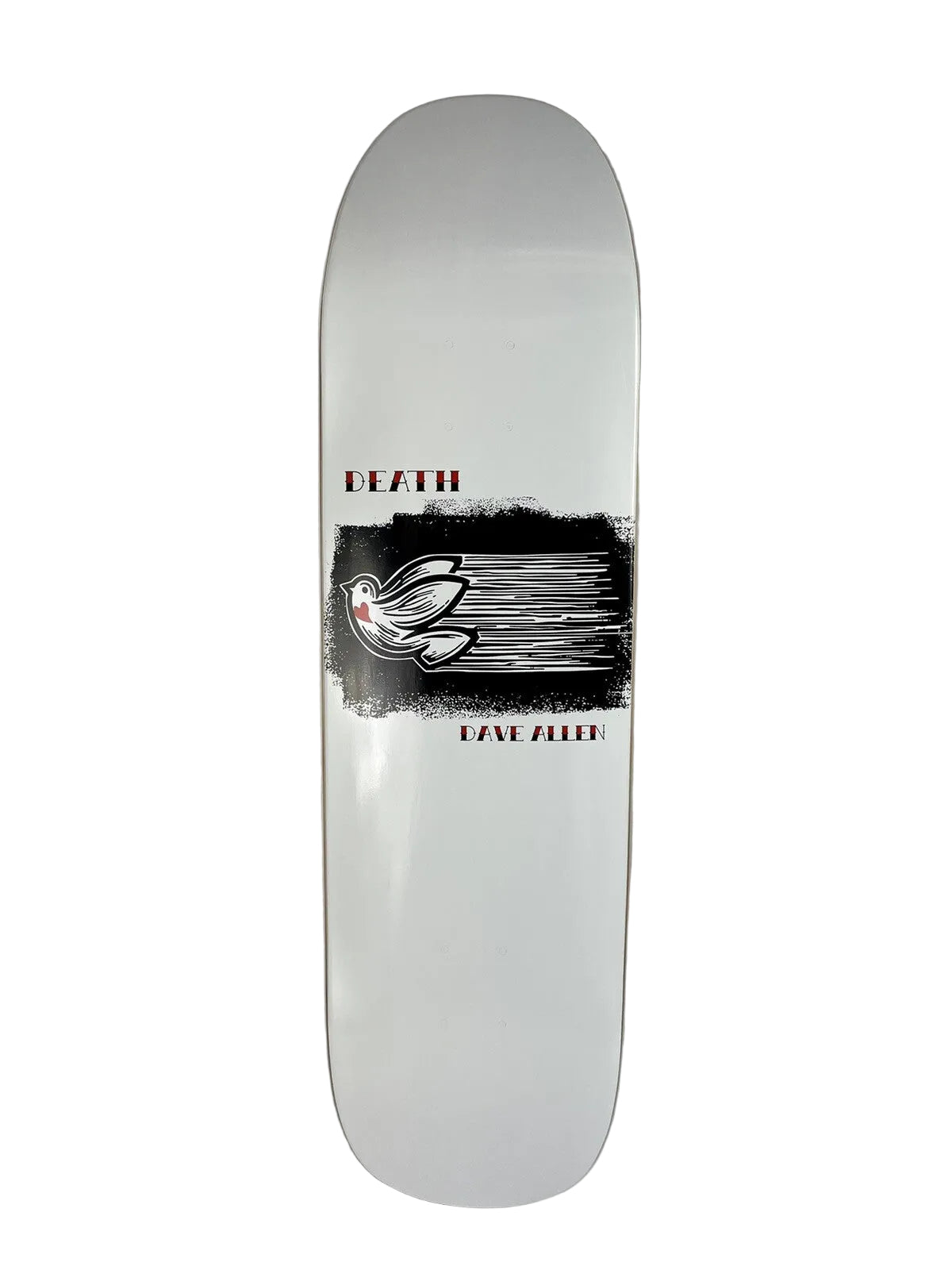 Death Skateboards Dave Allen Peace Dove Pro 8.625-inch pool shape skateboard deck with grip tape.