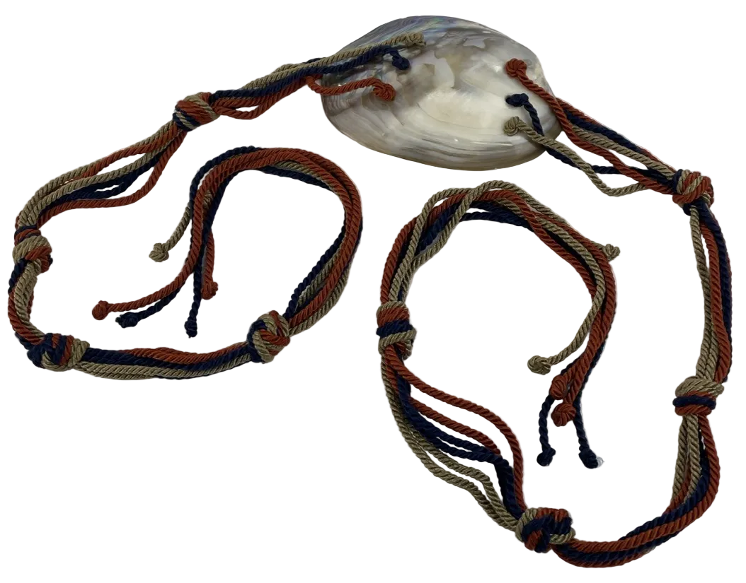 Vintage Abalone Shell Tropical Designer Fashion Braided Cord Mermaid Rope Belt