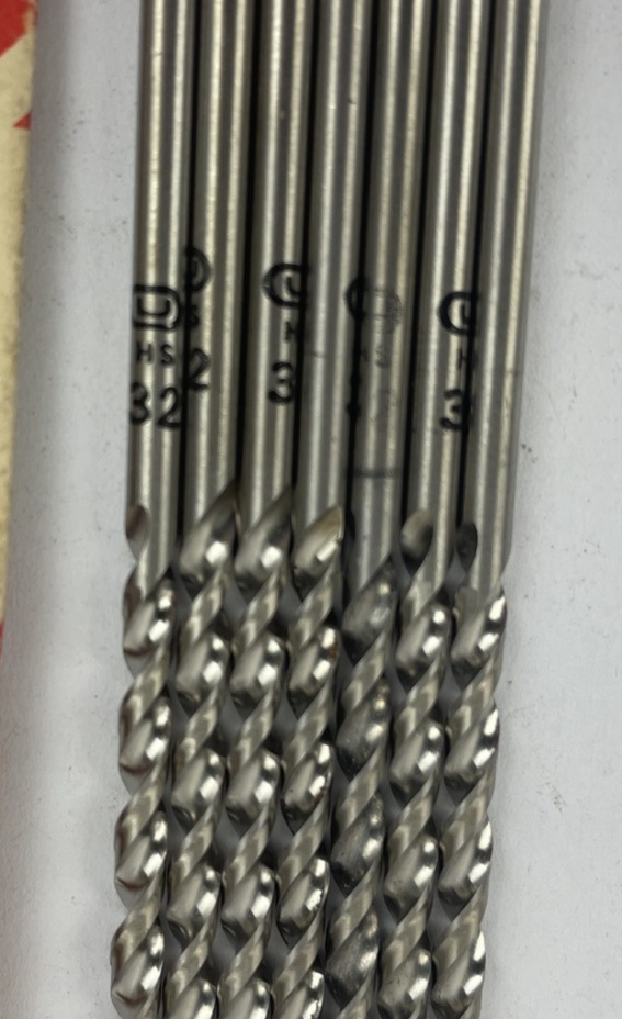 Lot of 7 x UNION #32 Jobber Length 3mm HS Drill Bit List 238- USA MADE