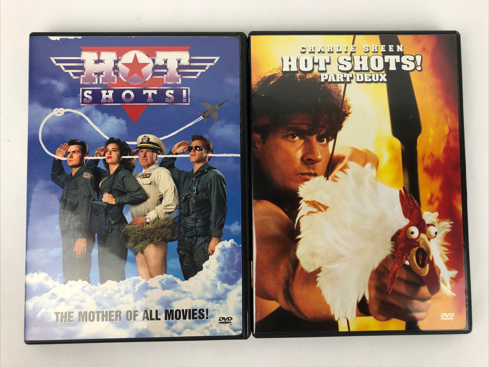 Hot Shots and Hot Shots Part Deux, Charlie Sheen DVD Lot *Mint Discs Guaranteed