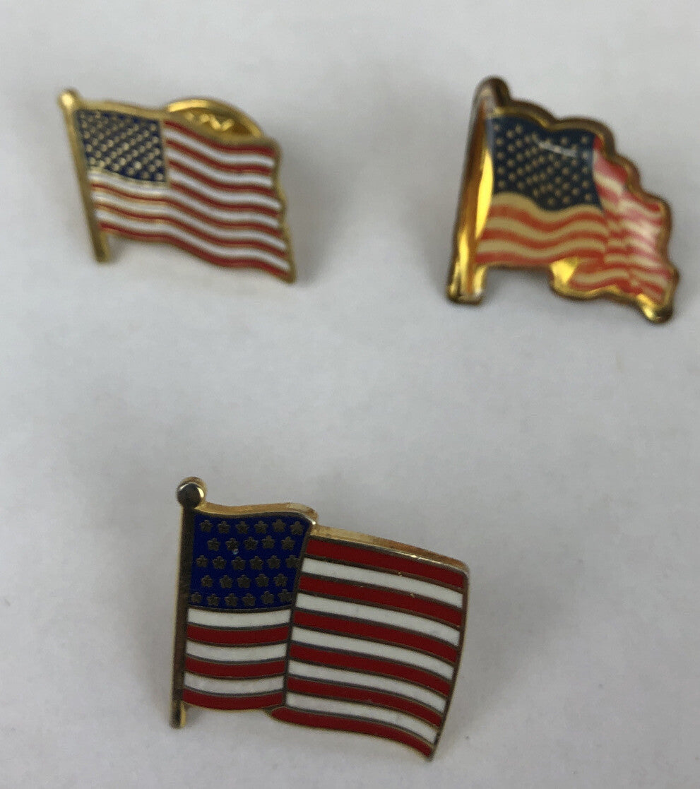 3 x AMERICAN FLAG USA LAPEL PIN 0.75" See Images USA - Vintage - Free Shipping