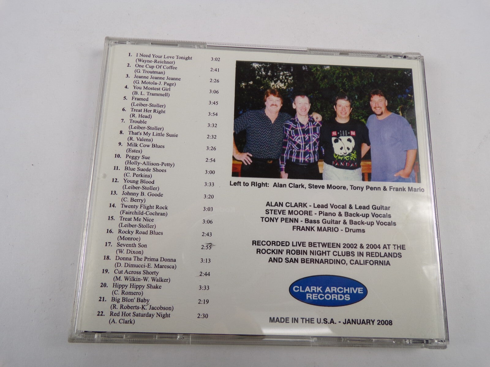Alan Clark Rollin At The Rockin Robin I Need Your Love Tonight Framed CD#37