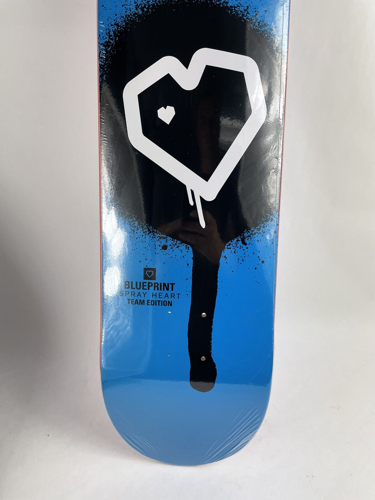 Blueprint Spray Heart Cyan 8.25-inch rare hard rock maple skateboard deck.