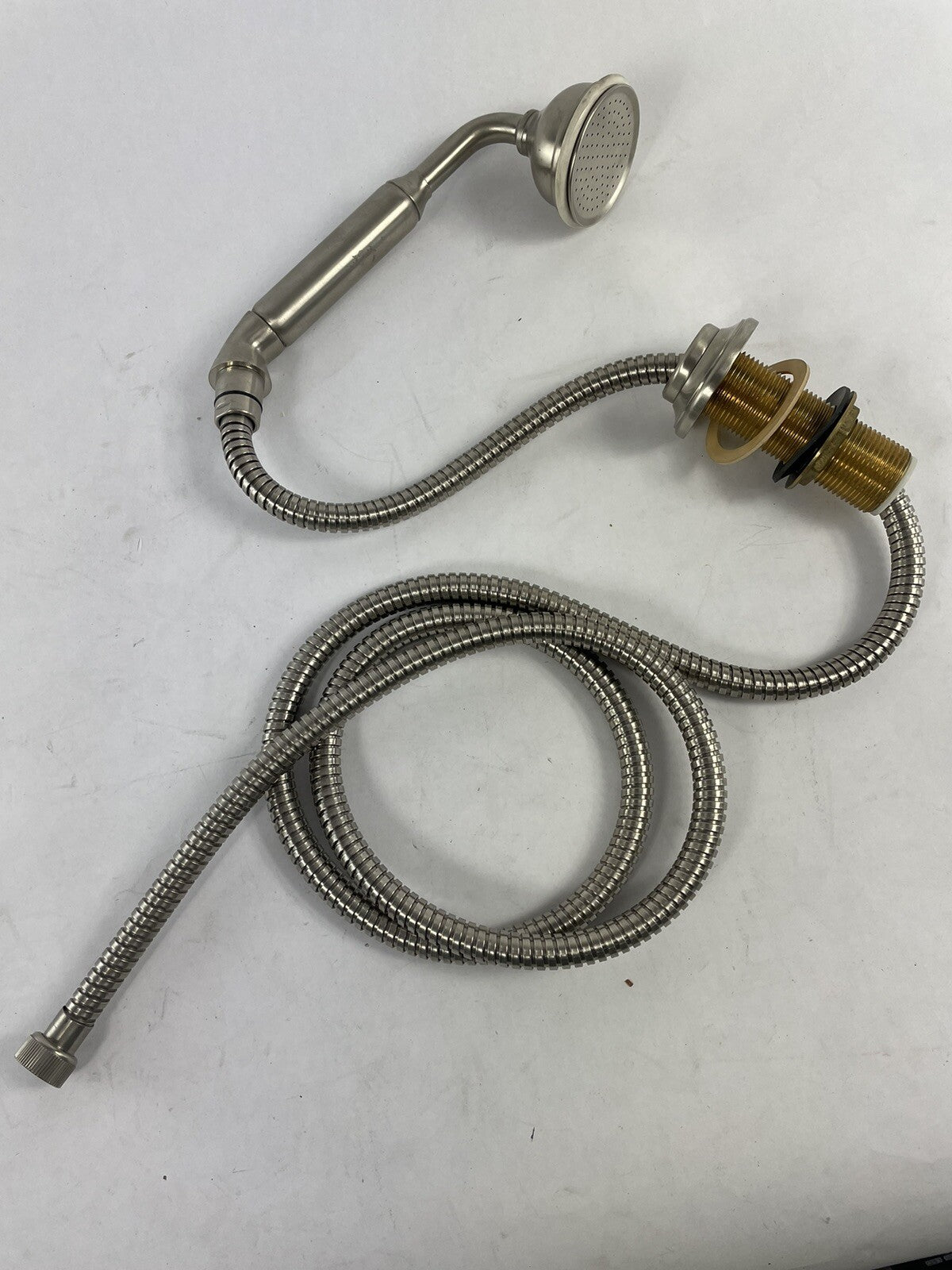 THG Paris brushed nickel rim-mounted hand shower with 2-meter hose and angle rest