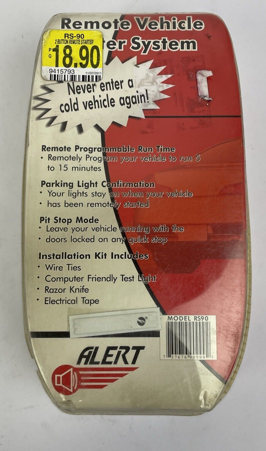 Alert Remote Vehicle Starter System with Keyless Entry Model RS90 - NOS