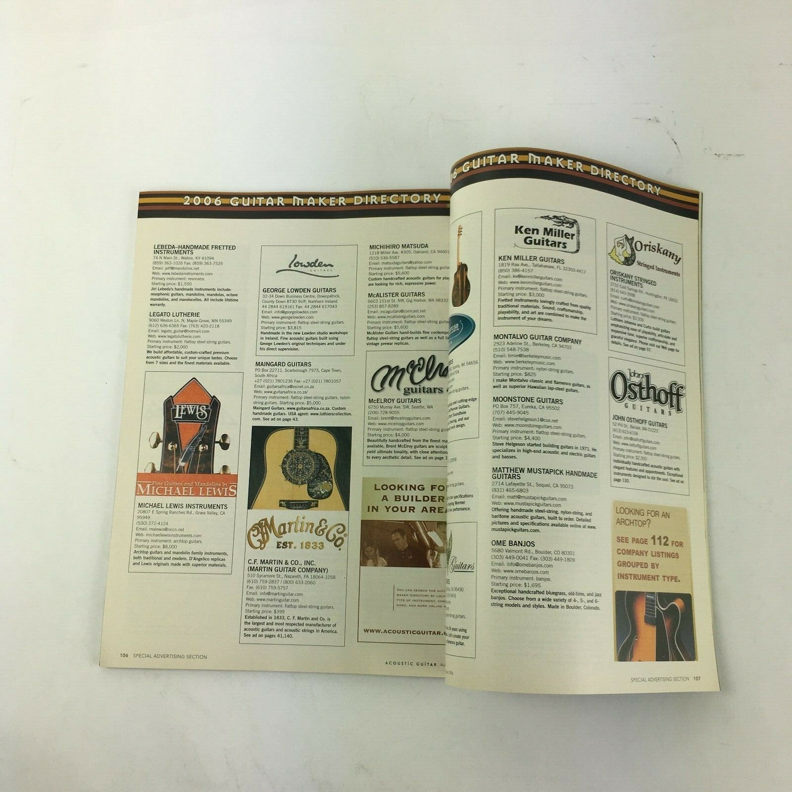 August 2006 Acoustic Guitar World Magazine Dave Grohl Ralph Towner LunaLa Patrie
