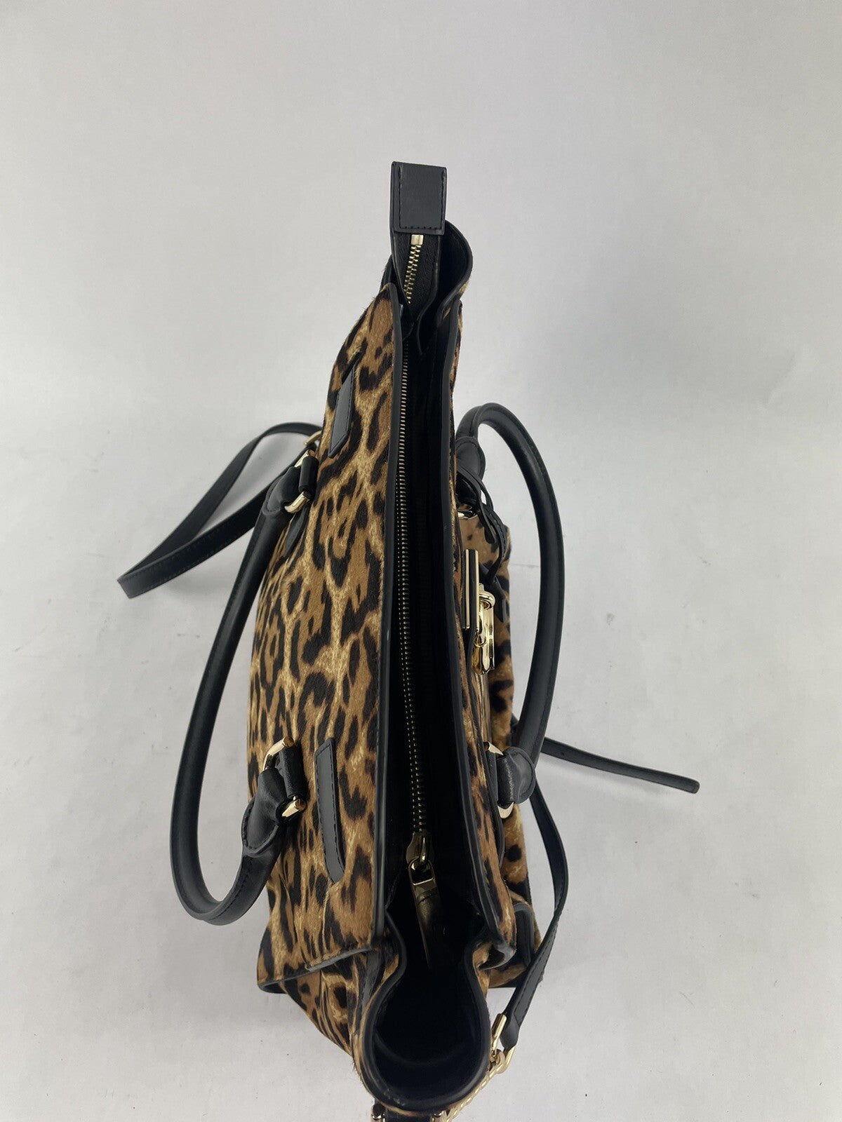 MICHAEL KORS LARGE HAMILTON TRAVELER LEOPARD BROWN HAIRCALF TOTE BAG