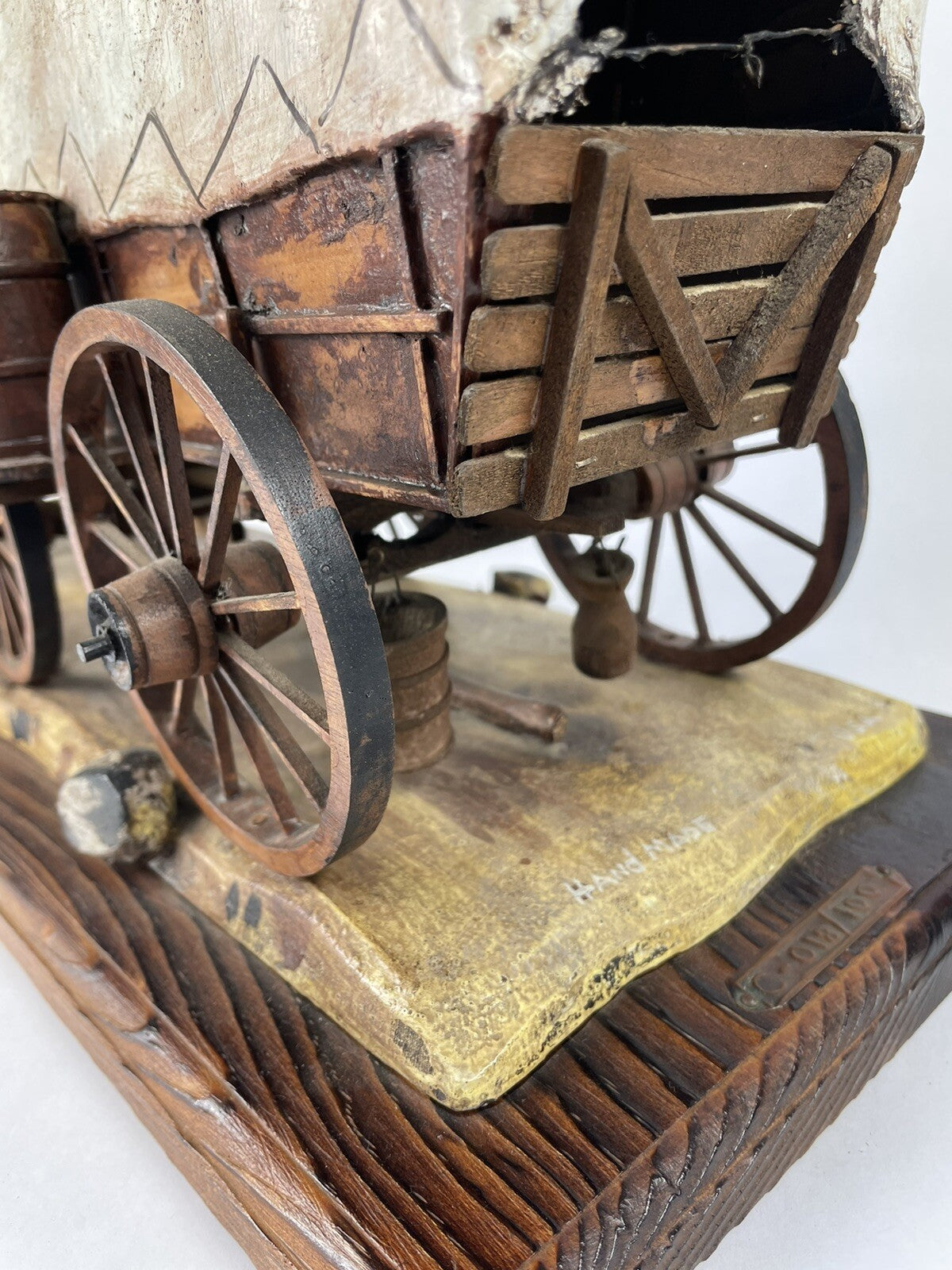 Oscar M Cortes 1980 Hand ORIGINAL HAND CARVED wooden covered wagon