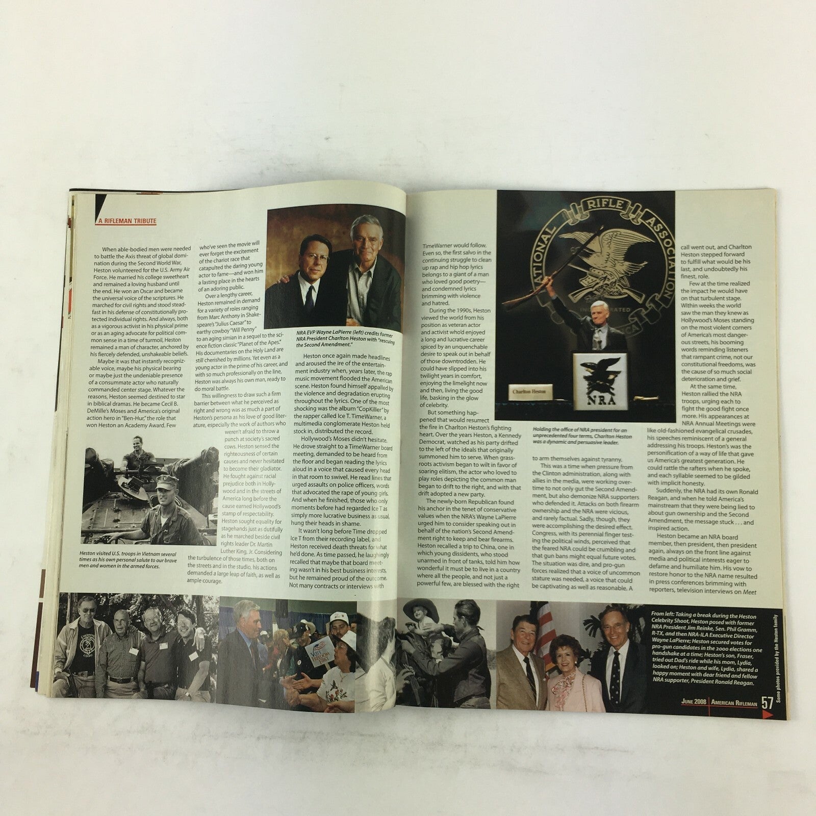 June 2008 American Rifleman Magazine Charlton Heston A Patriot Lays Down hisArms