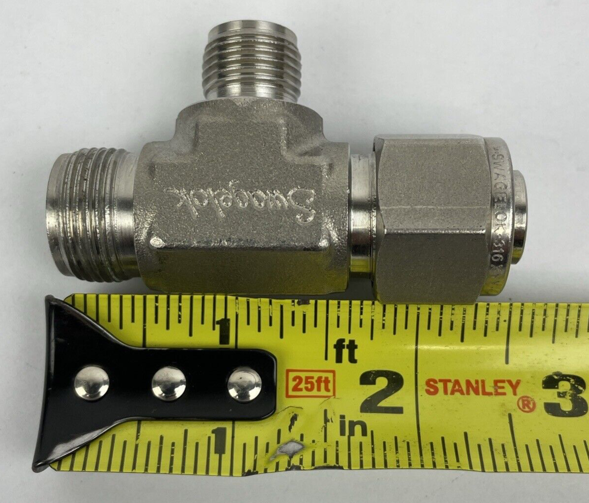 OEM Swagelok T Tee Fitting 316 SMY with One End Cap Stainless Steel