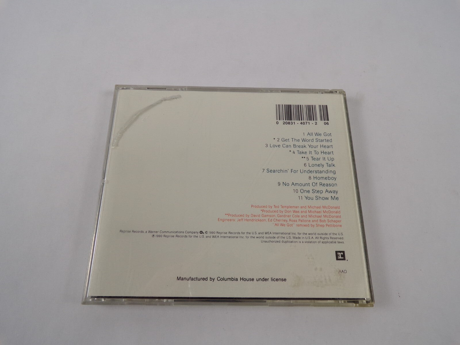 Michael Mc Donald Take ItbTo Heart All We Got Get The World Started Love CD#59