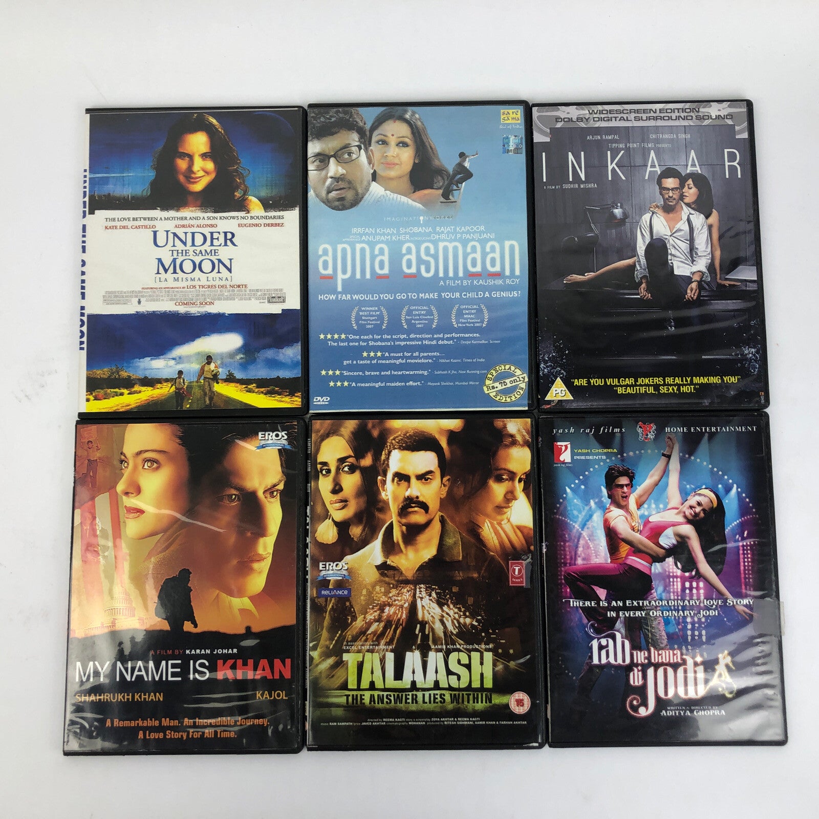 6 x Bollywood DVD Lot TALAASH INKAAR opna asmaan My Name is Khan RAB NE BANA DI+