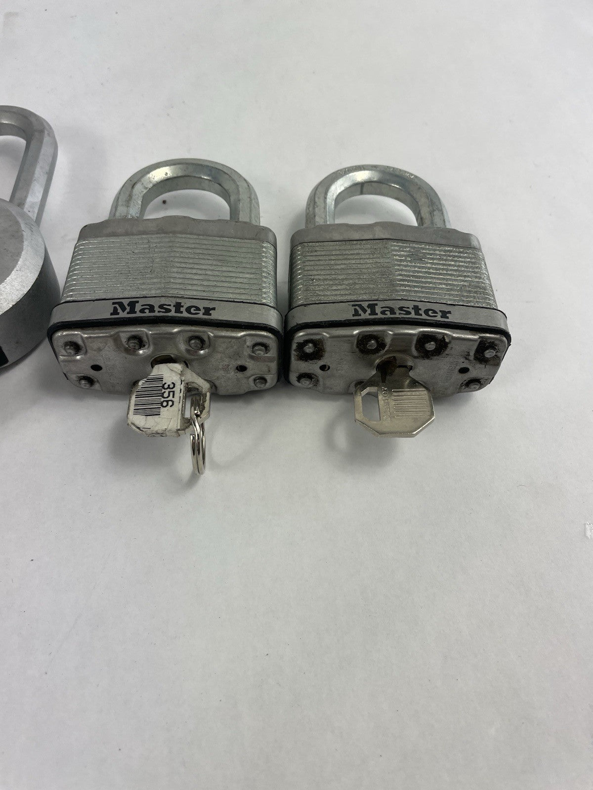 Lot of 4: Master Solid Steel Boron Carbide Contractor Grade Padlock with Keys