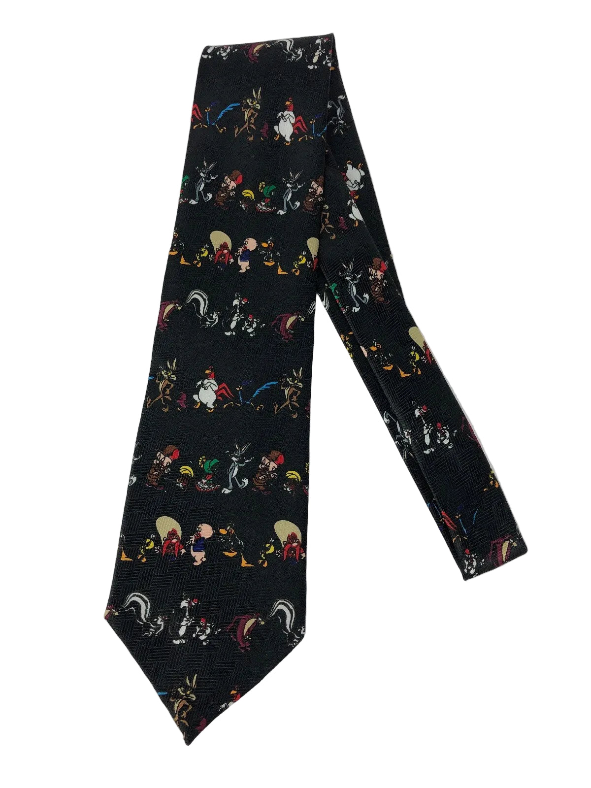 Looney Tunes black necktie featuring the full cast of classic cartoon characters