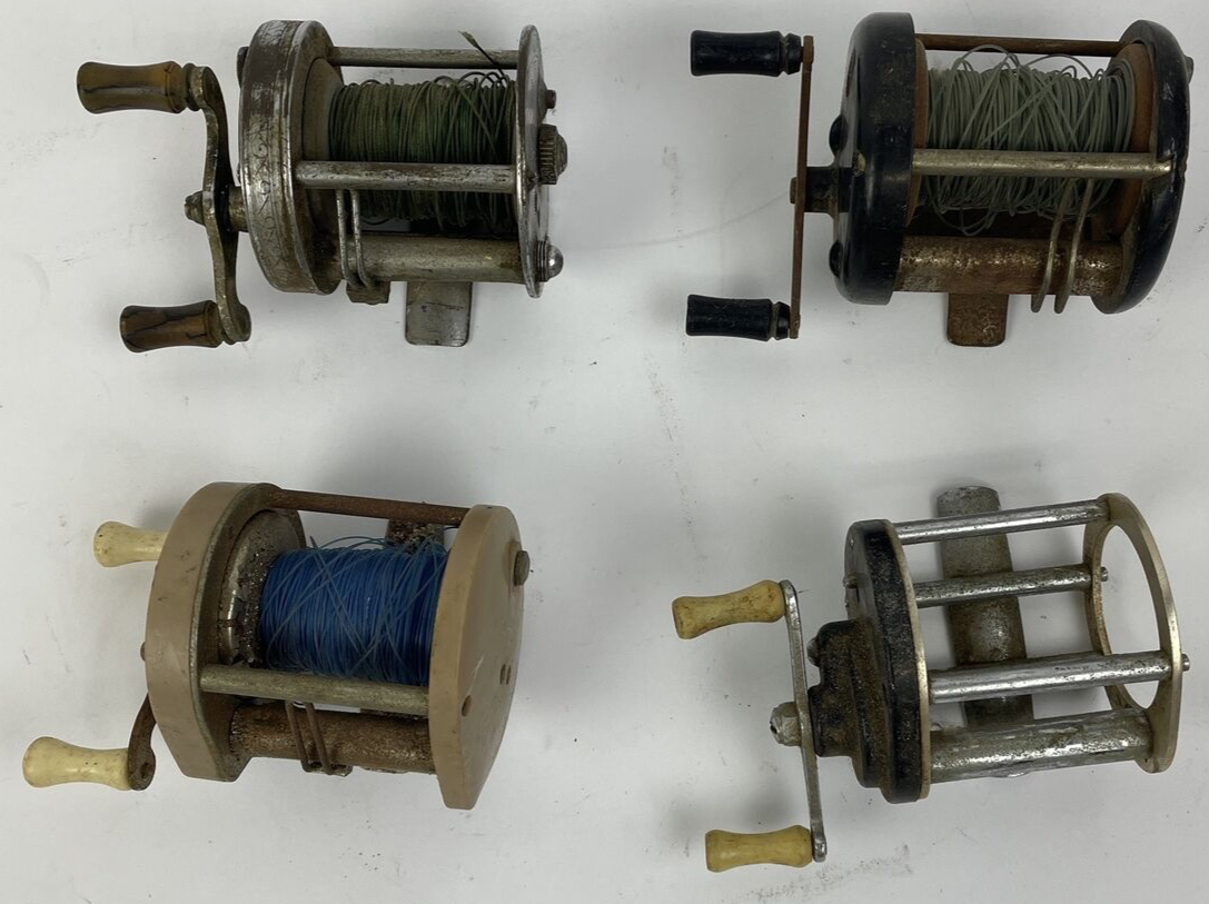 Lot of 4 x Vintage Mini Conventional Casting Reels Fishing Unbranded - USA MADE