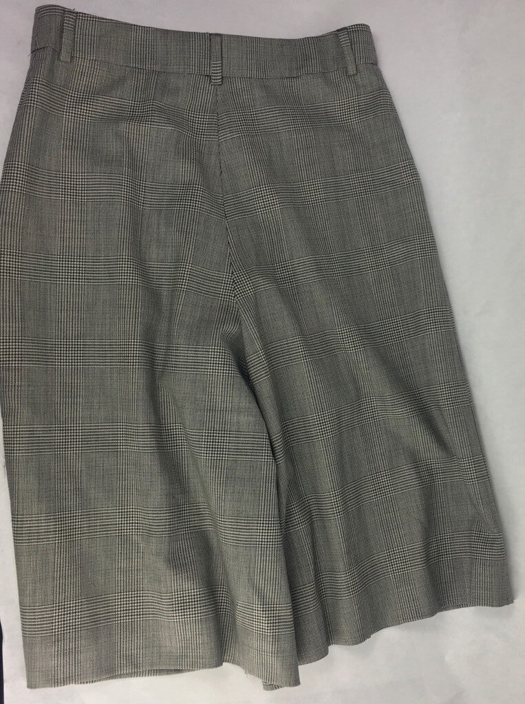 Cacharel Womens Culotte Pants Gray Glen Plaid Zip Fly Belt Loop Lined Stretch 28