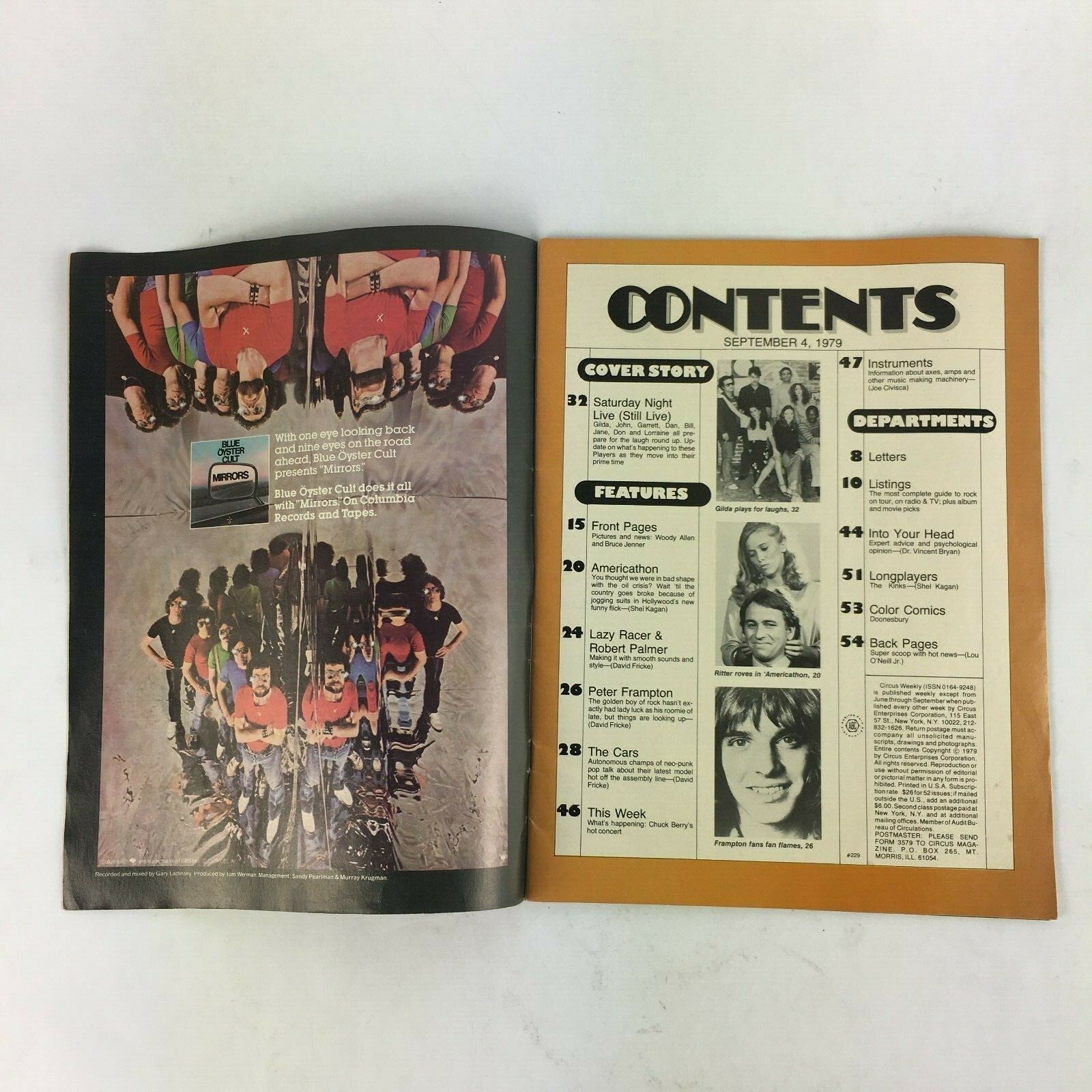 September 4,1979 Circus Magazine Saturday Night Live The Cars America-Thon