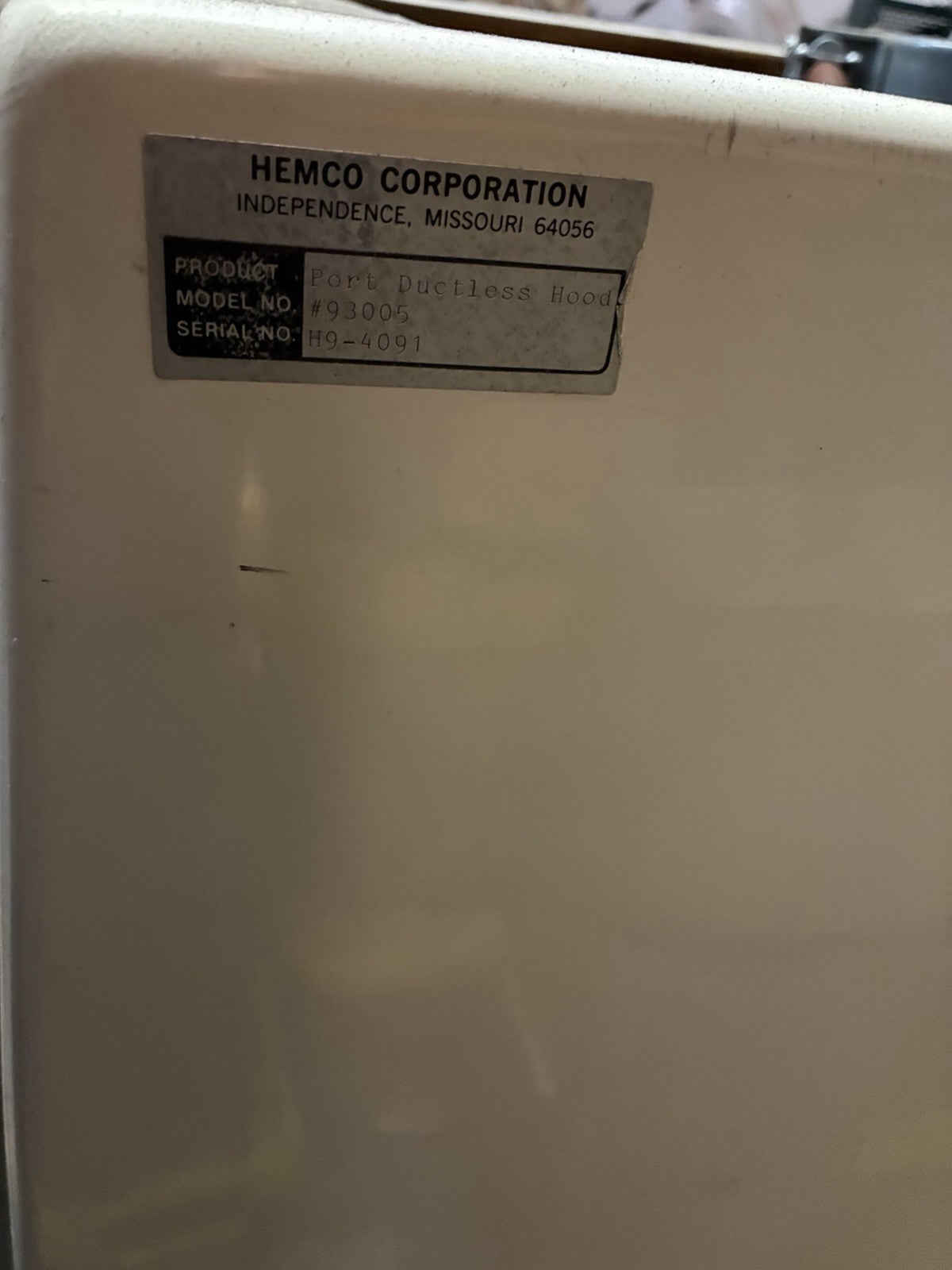 HEMCO 93005 Port Ductless Laboratory Fume Hood w/ Exhaust Blower