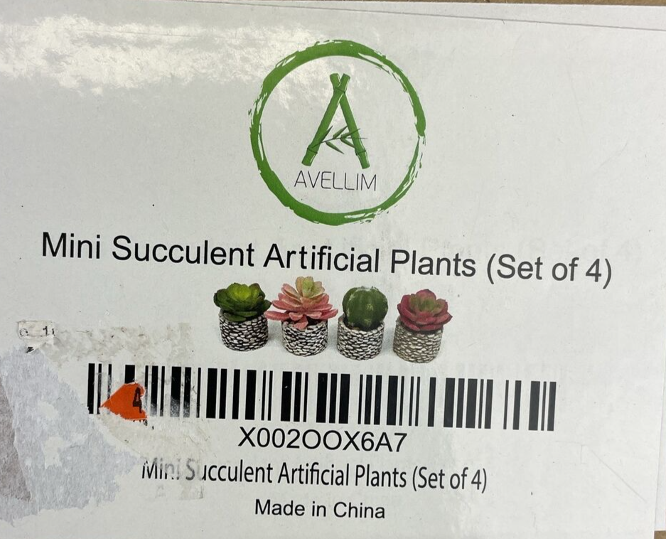 4 x Karlliu Artificial Plants Mini Succulent Flowers in Ceramic Pot Small Fake
