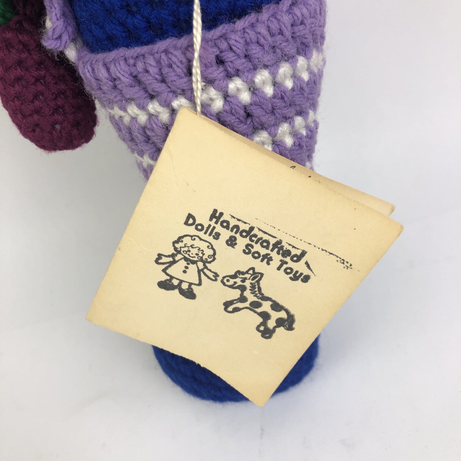 Hand Crafted Crochet Doll w Hat And Purse Knitted Soft Toy 12" " Plumb Pudding "