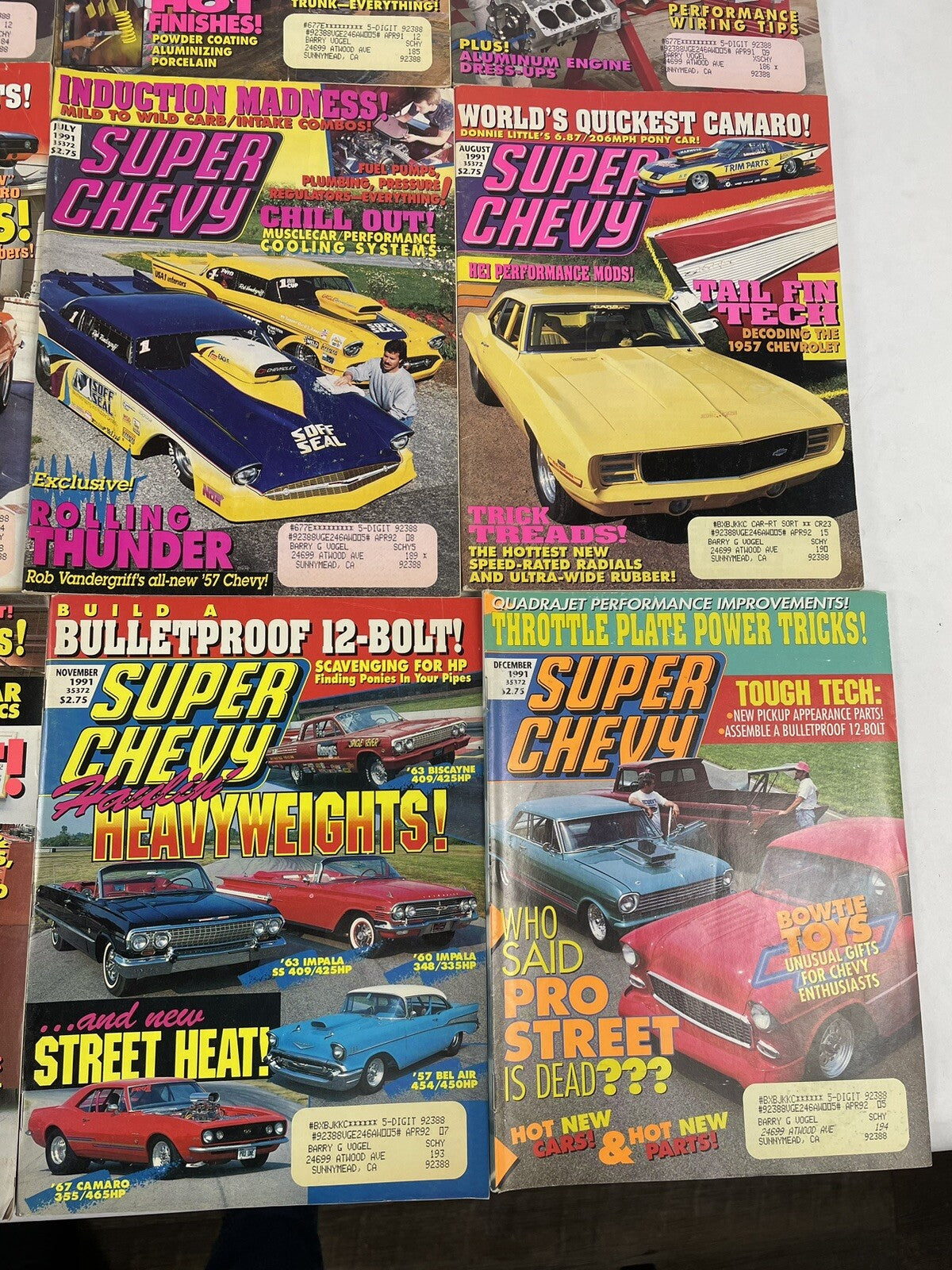 Lot of 12: SUPER CHEVY MAGAZINES Complete Full Set 12 issues Jan to Dec 1991