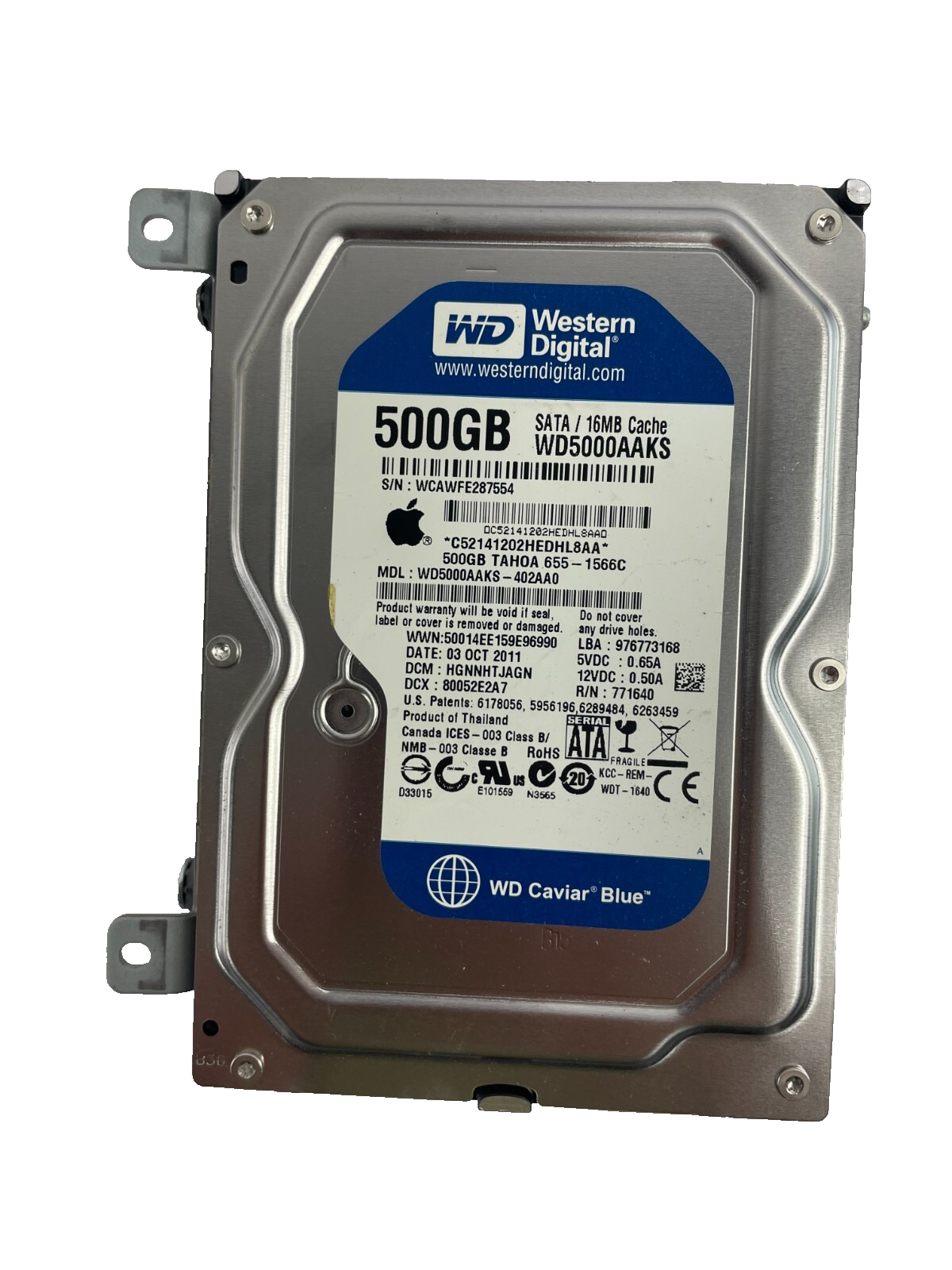 Western Digital Model WD5000AAKS - 402AAD Internal Hard Drive Cache 16MB