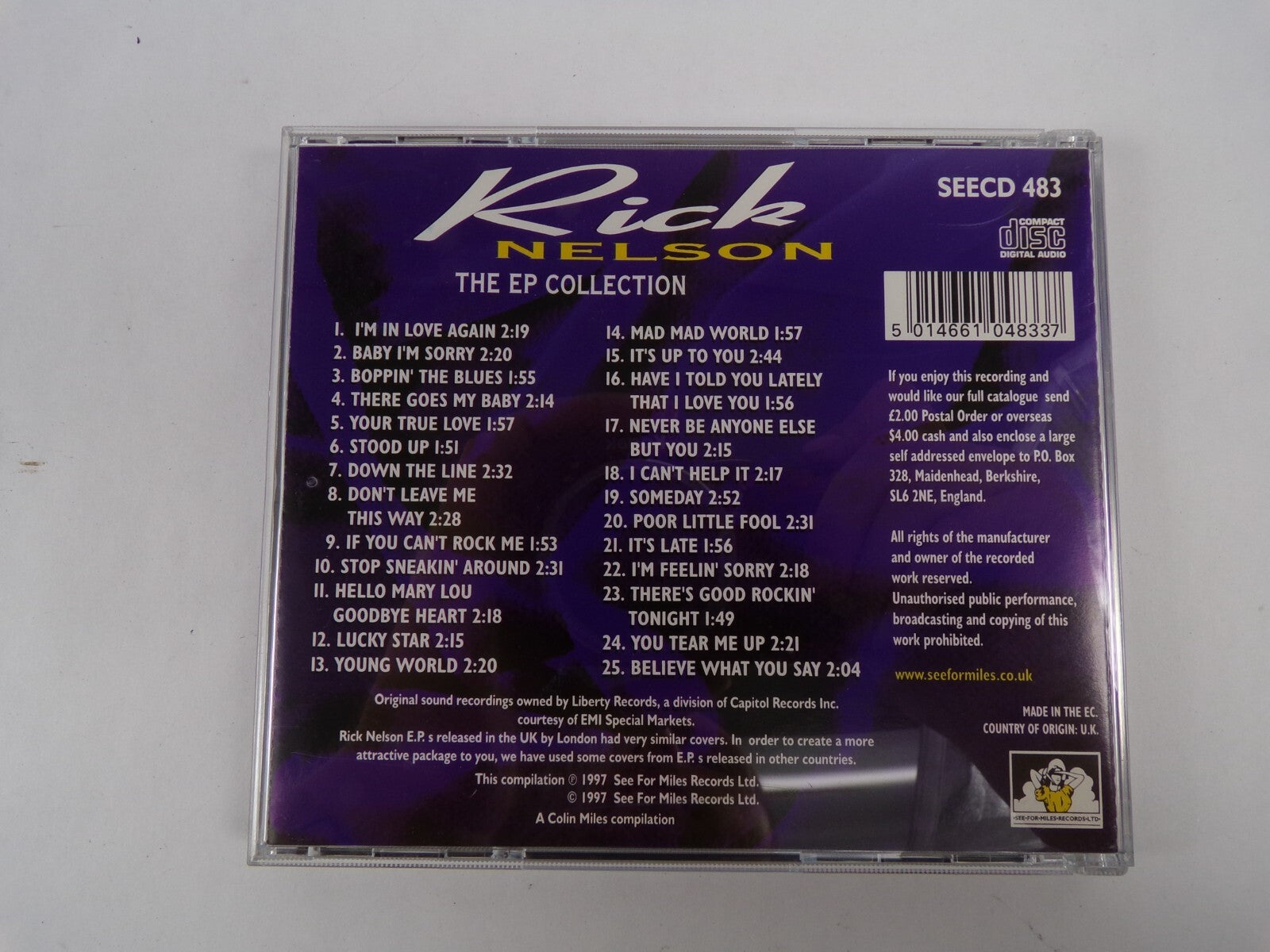 Rick Nelson The Ep Collection Stood Up Lucky Star Young World You Tear Me CD#37