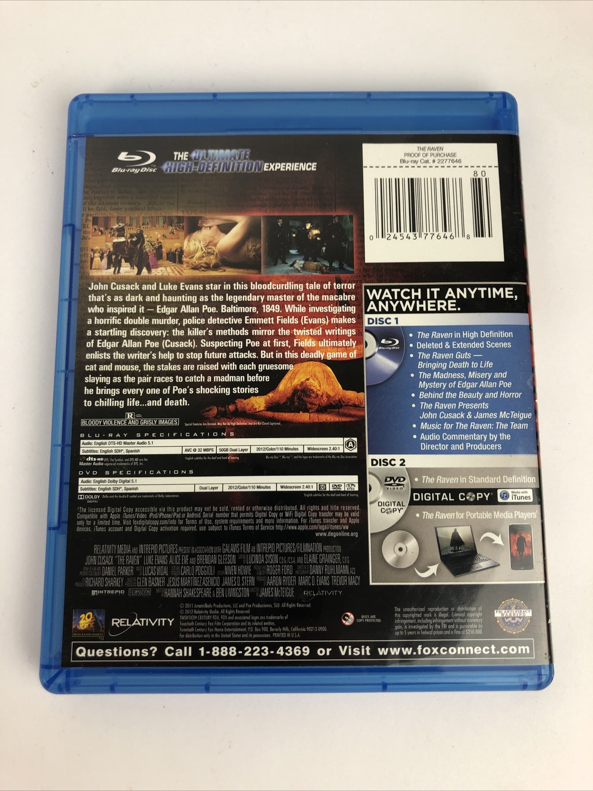 The Raven (John Cusack) - Blu Ray Only Mint Condition